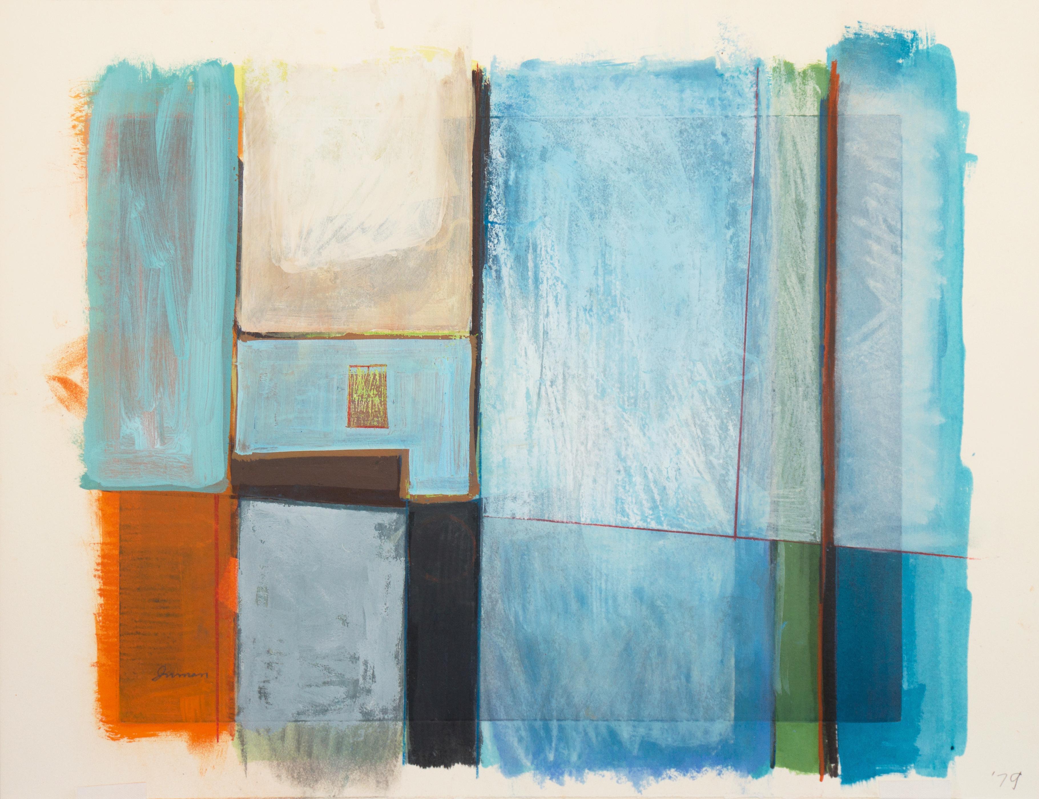 Abstracto en marfil y azul