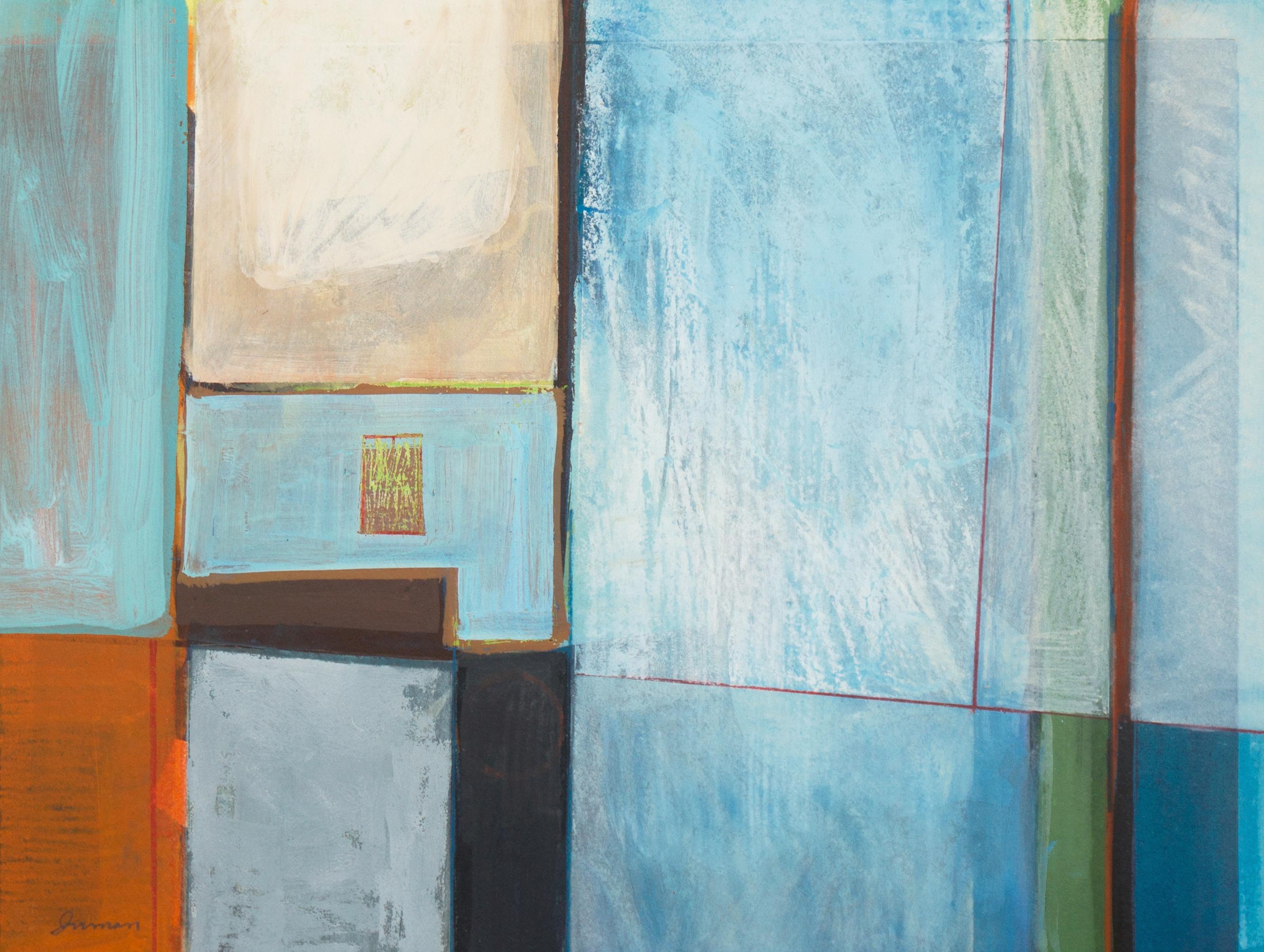 Robert Inman Abstract Painting - 'Abstract in Ivory and Blue', Chouinard, Osaka, Butler Institute of Art, LACMA