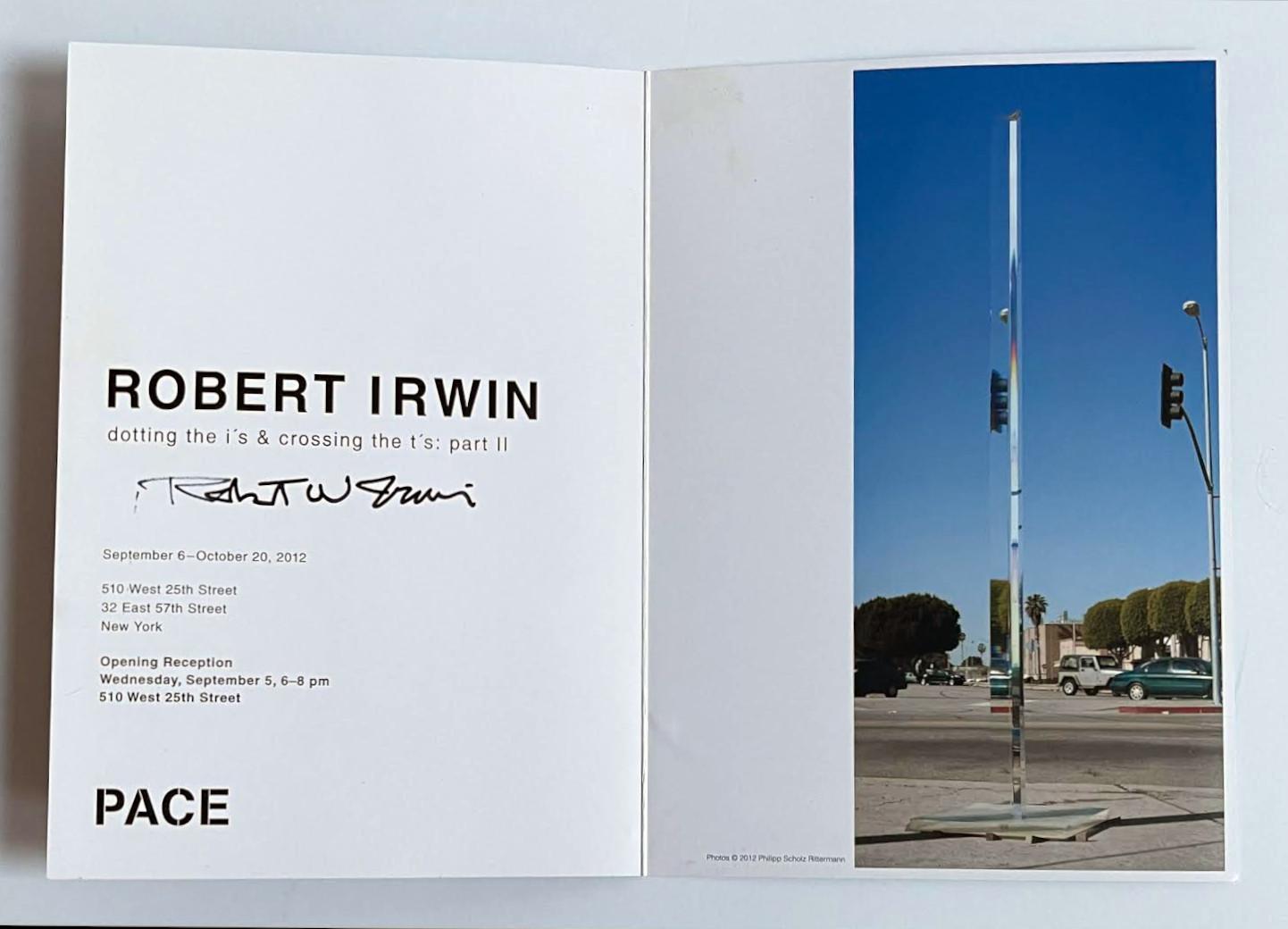 Fold-out PACE Gallery invitation (hand signed by Robert Irwin) For Sale 3