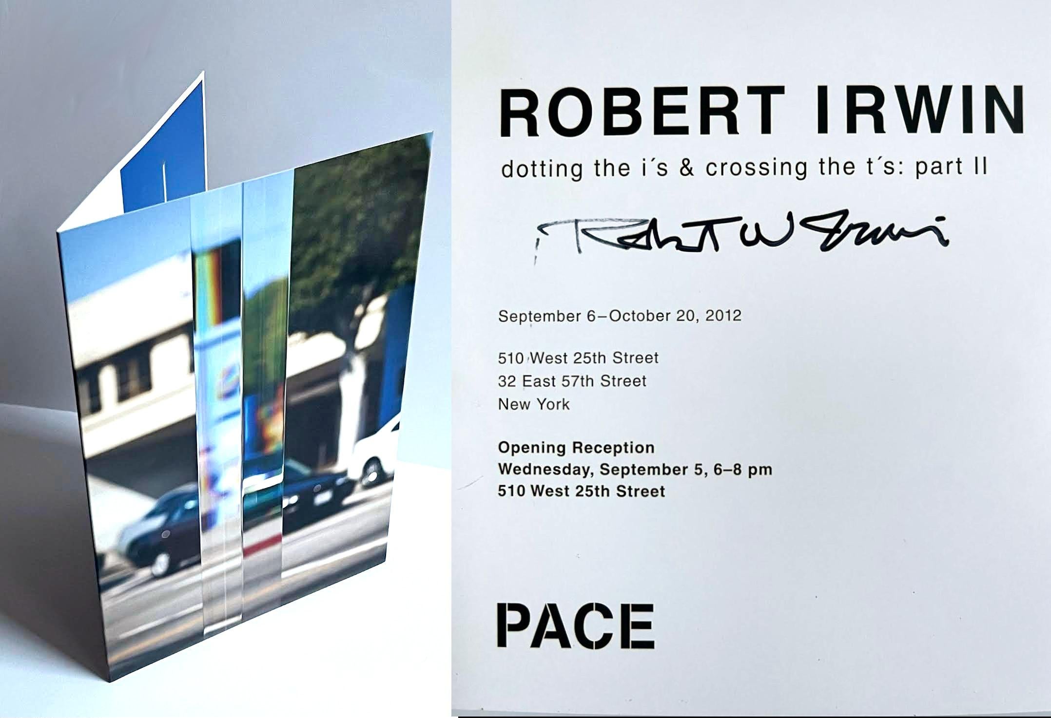 Robert Irwin
Fold-out PACE Gallery invitation (hand signed by Robert Irwin), 2012
Offset lithograph fold-out invitation (hand signed by Robert Irwin)
Boldly signed by Robert Irwin on the inside
10 × 7 inches
Makes a great gift!
This fold out