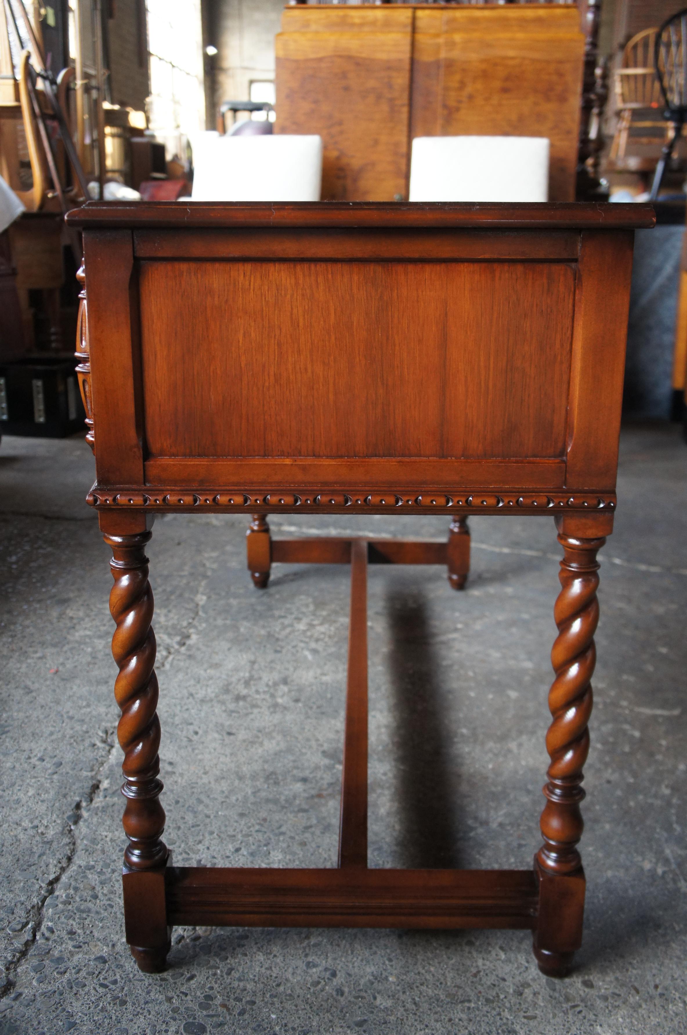 Robert Irwin Antique Jacobean Revival Walnut Dressing Table & Mirror with Bench 3