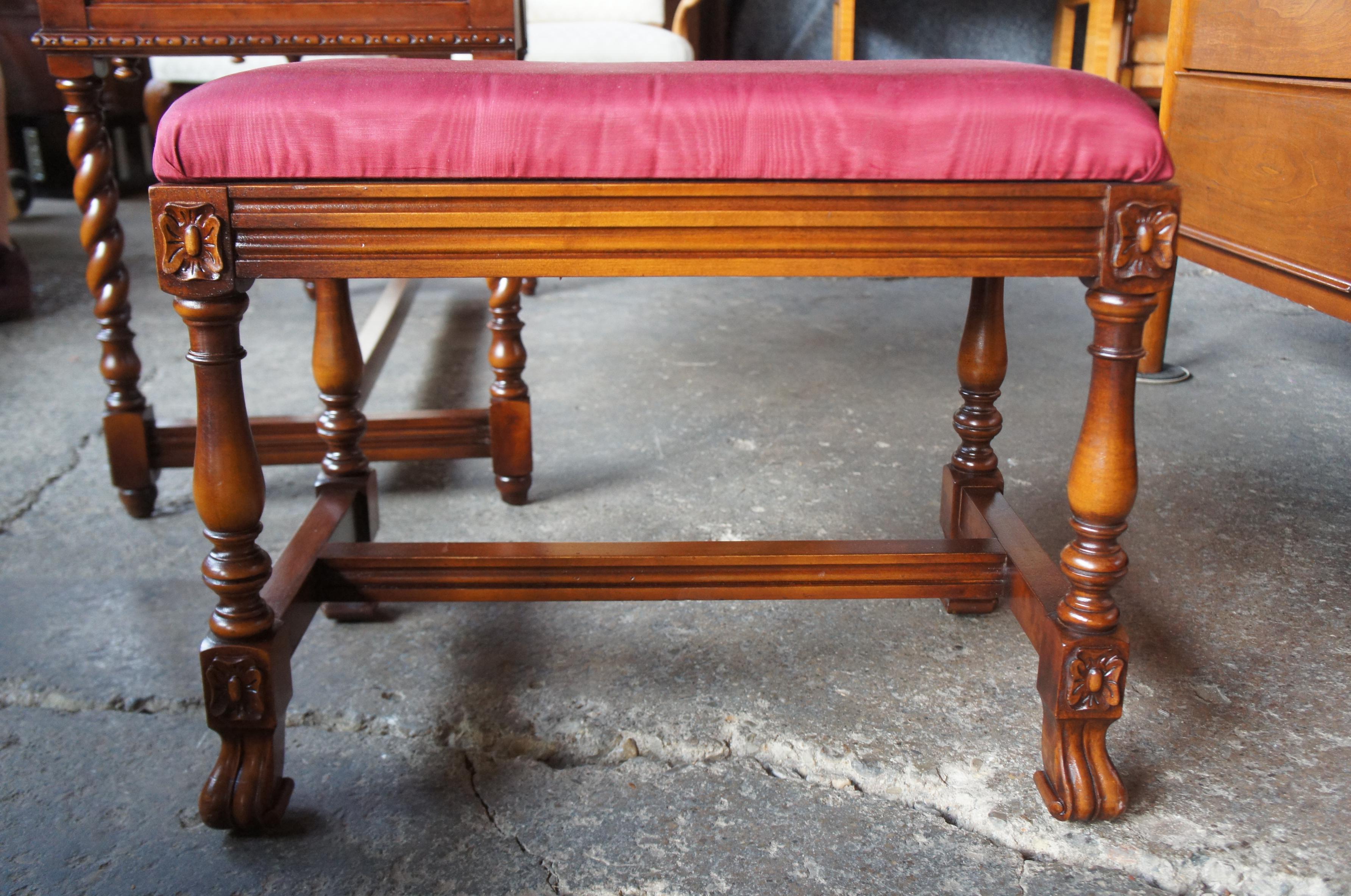 Robert Irwin Antique Jacobean Revival Walnut Dressing Table & Mirror with Bench 4