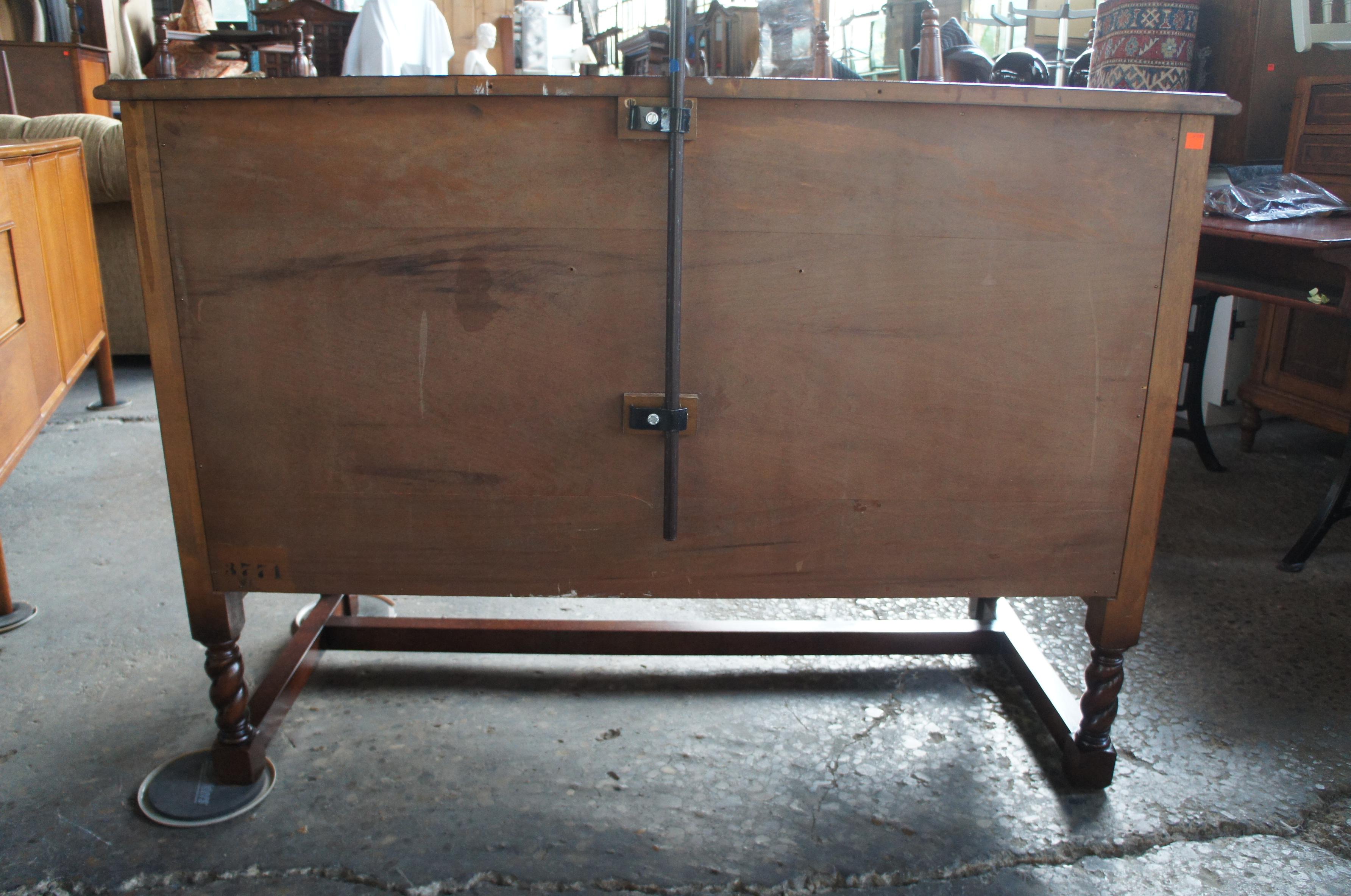 Robert Irwin Furniture Co. Antique Jacobean Revival Walnut Dresser and Mirror 4