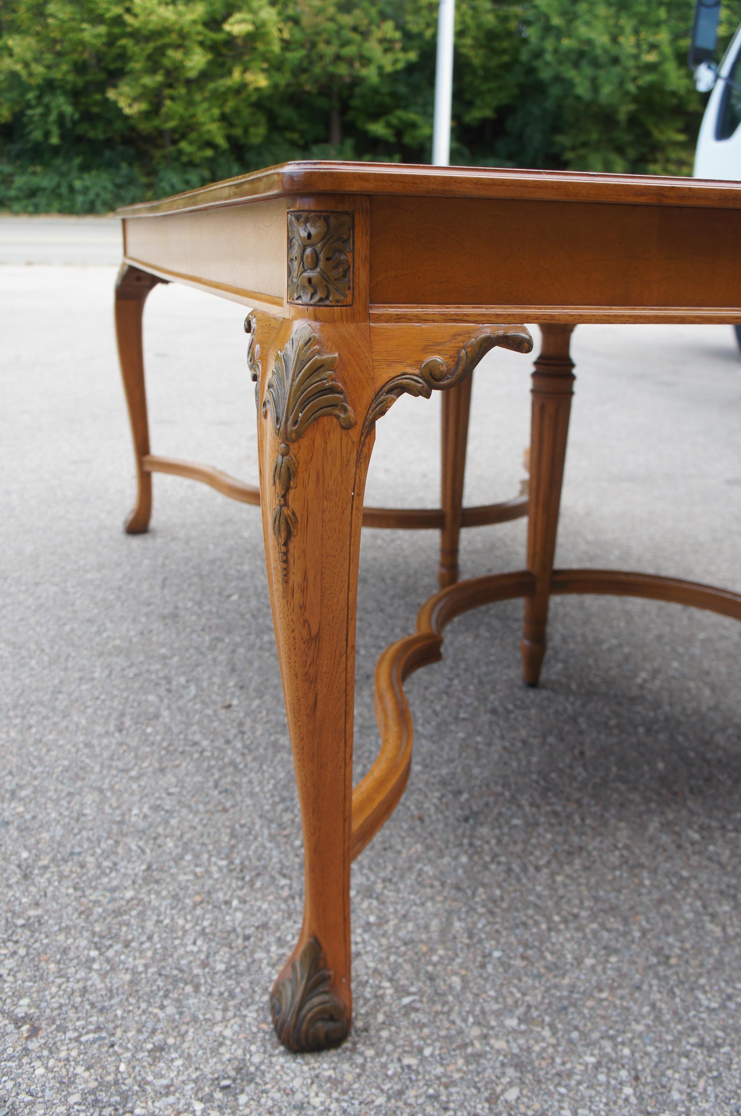 Robert Irwin Furniture Co Crotch Walnut French Louis XVI Dining Table Florentine 1