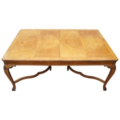 Robert Irwin Furniture Co Crotch Walnut French Louis XVI Dining Table Florentine