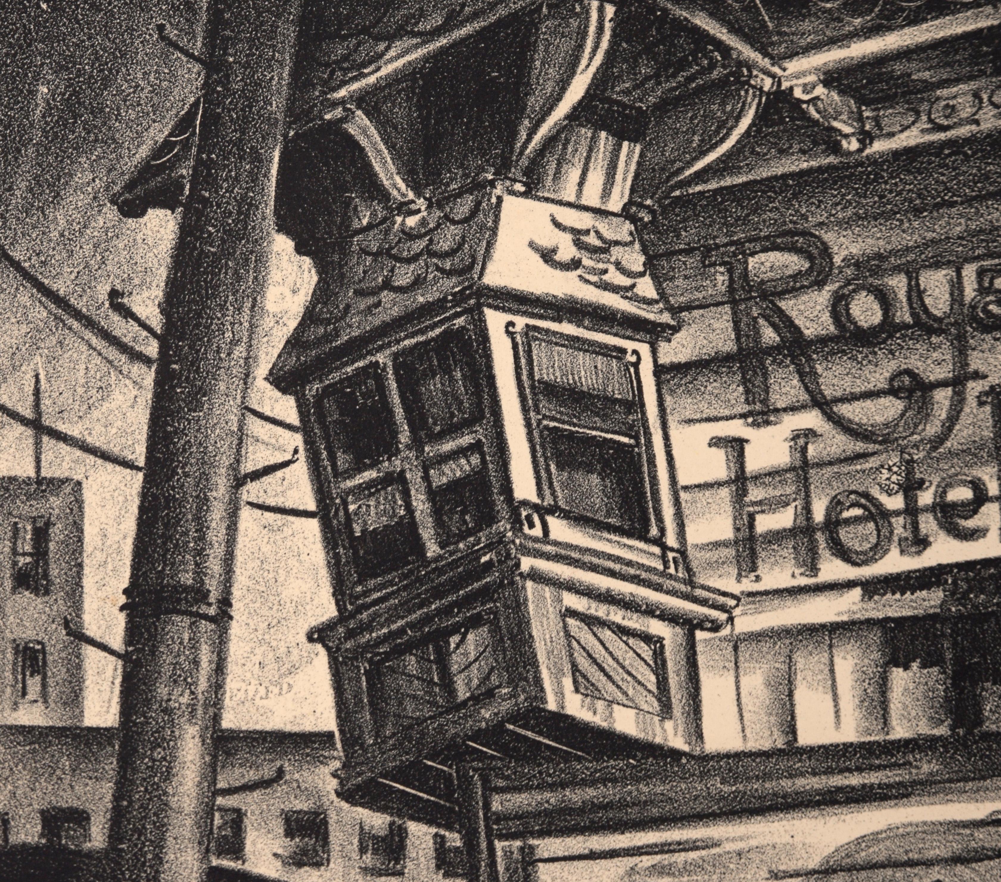 Royal Hotel - New Orleans 1920s Depression Art Litografia a inchiostro su carta - Print American Modern di Robert J. Welch
