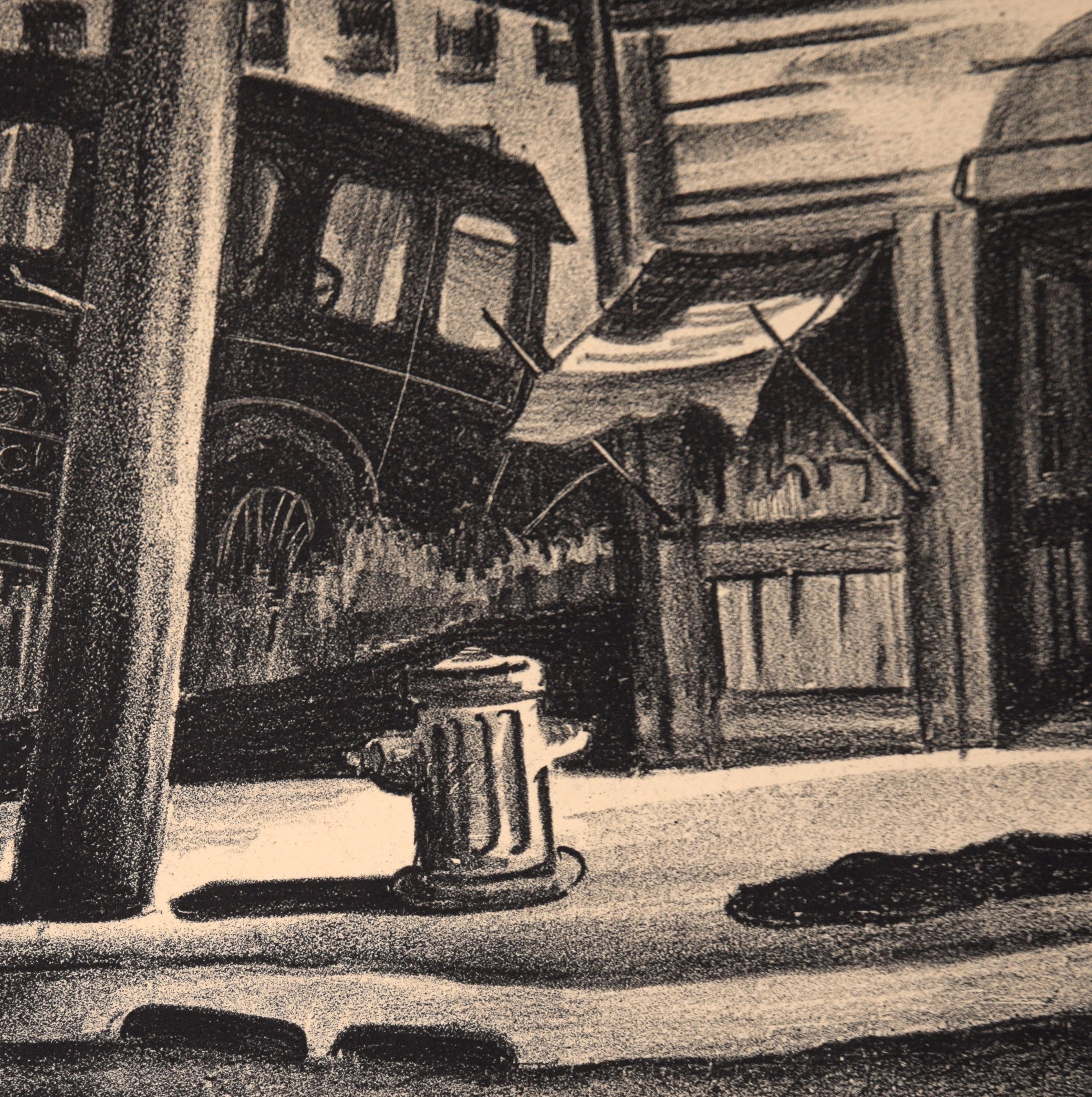 Royal Hotel - New Orleans 1920s Depression Art Litografia a inchiostro su carta in vendita 1