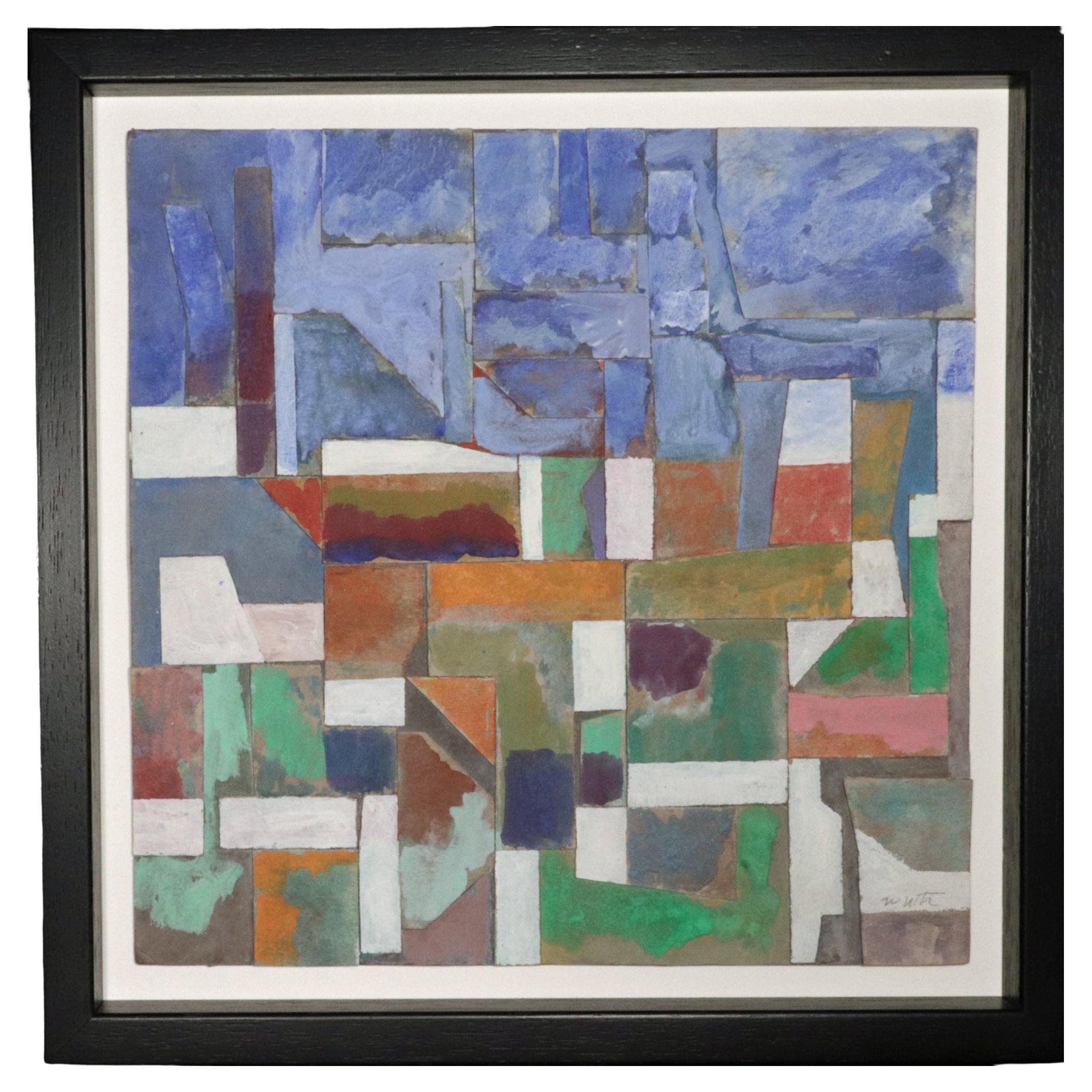Robert The. Wirth Peinture de collage, intitulée "Landscape" (Paysage) en vente