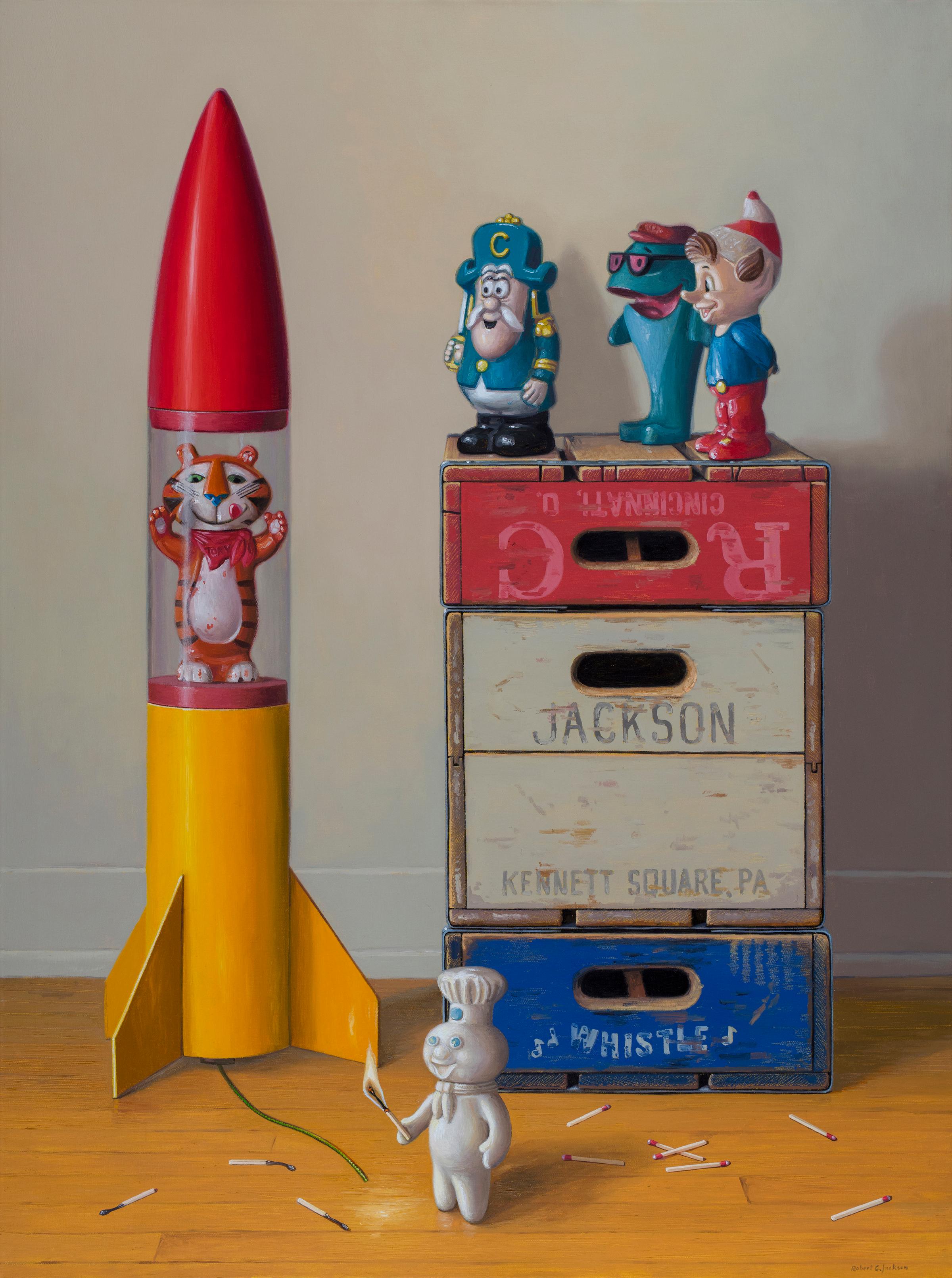 Robert Jackson Still-Life Painting - AMERICAN WAY, memorabilia, vivid colors, still life, vintage american brands 