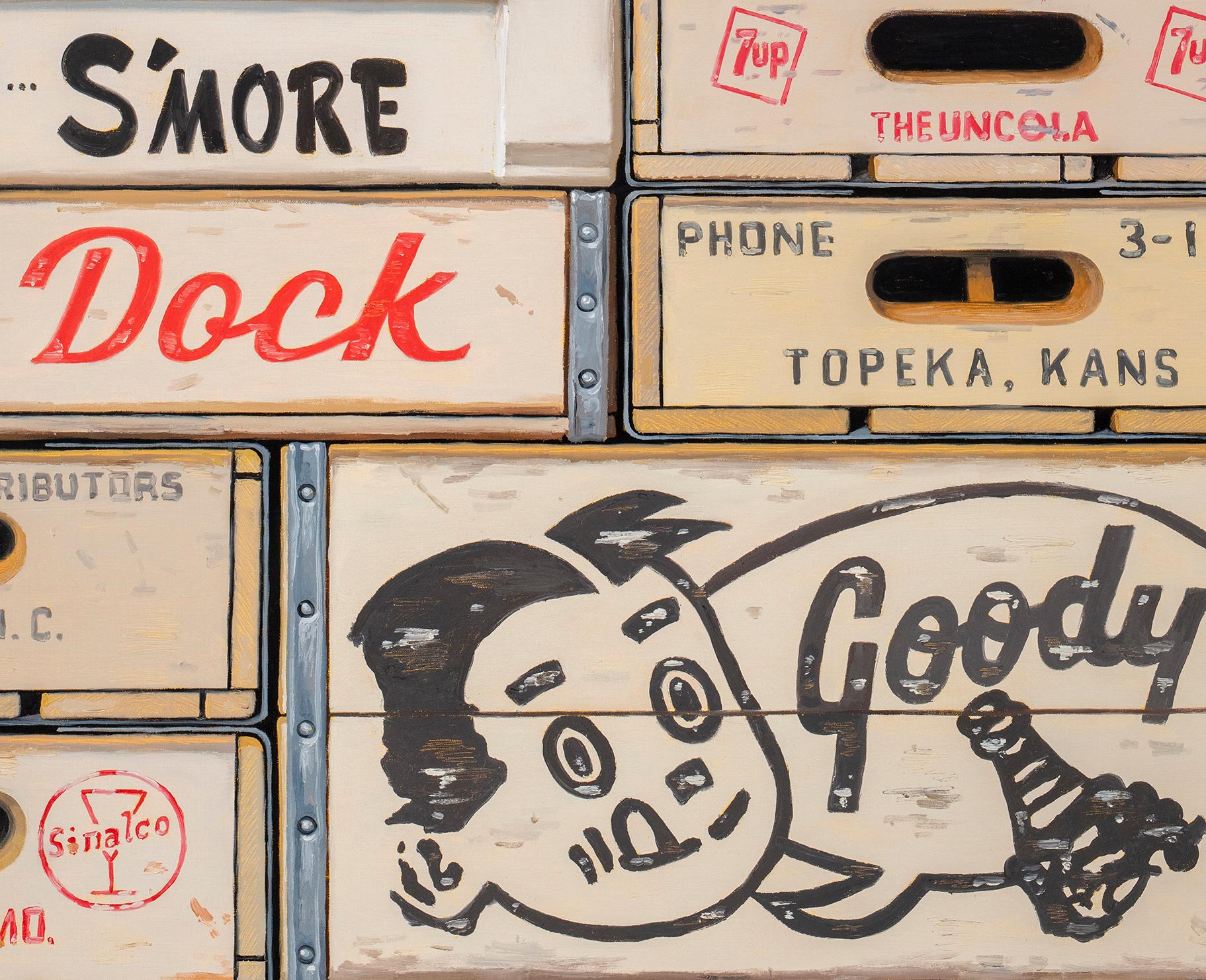 Black and White and Red All Over, Boxes, Monochrome, Oreos, Still Life, Pop - Beige Still-Life Painting by Robert Jackson