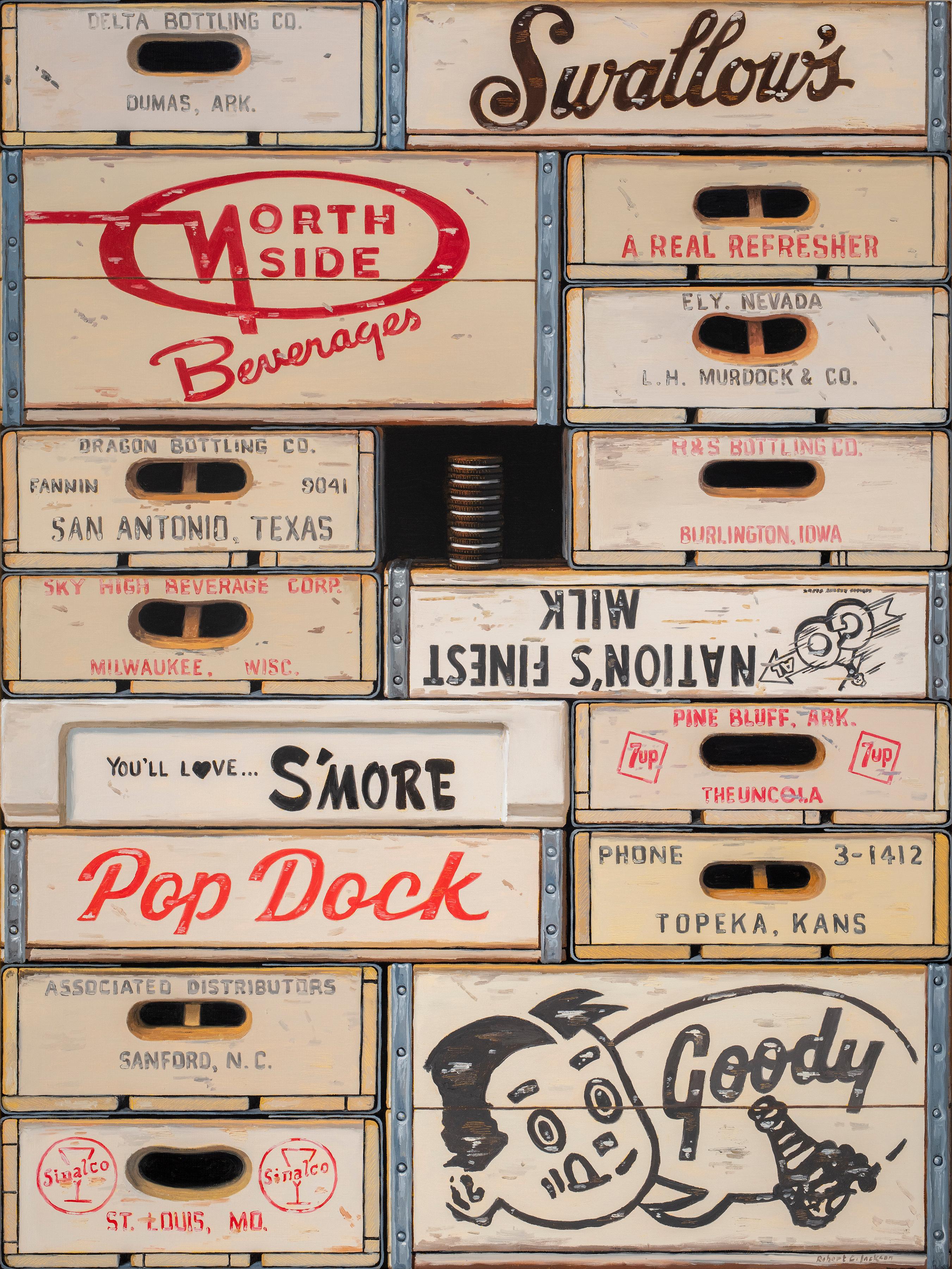 Robert Jackson Still-Life Painting - Black and White and Red All Over, Boxes, Monochrome, Oreos, Still Life, Pop