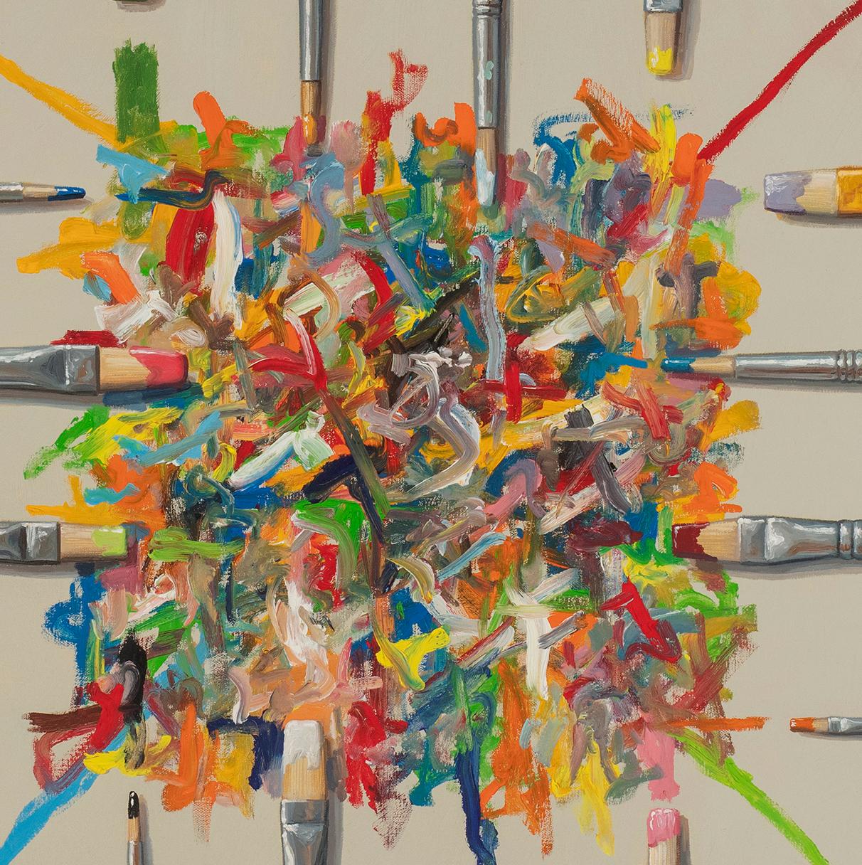 INTERSECTION, photorealism, paint brushes, still-life, multi-colored  - Contemporary Painting by Robert Jackson