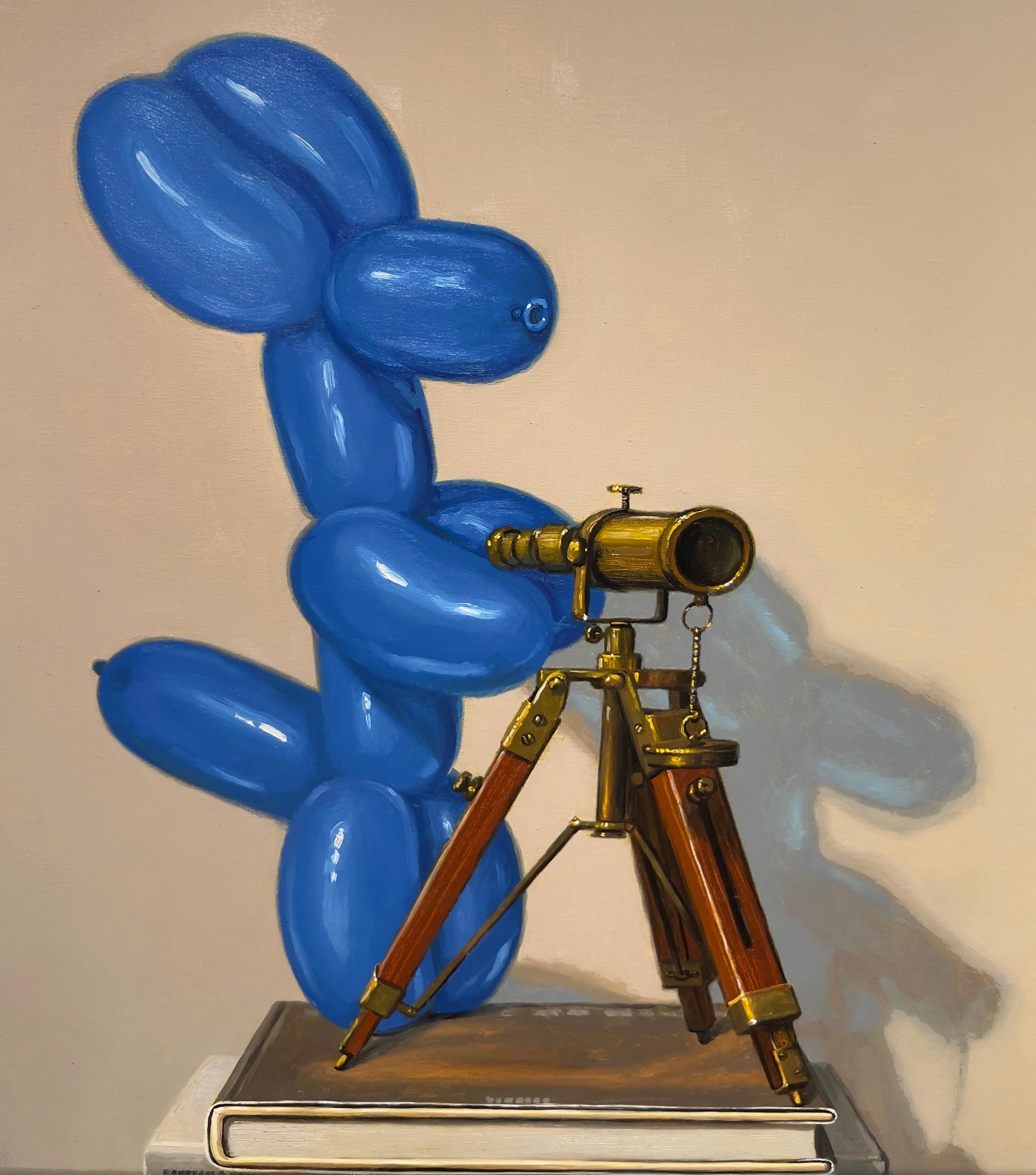 NUEVA PERSPECTIVA - Bodegón / Humor / Realismo / Perro Globo / Biblioteca - Still-Life Painting Gris de Robert Jackson