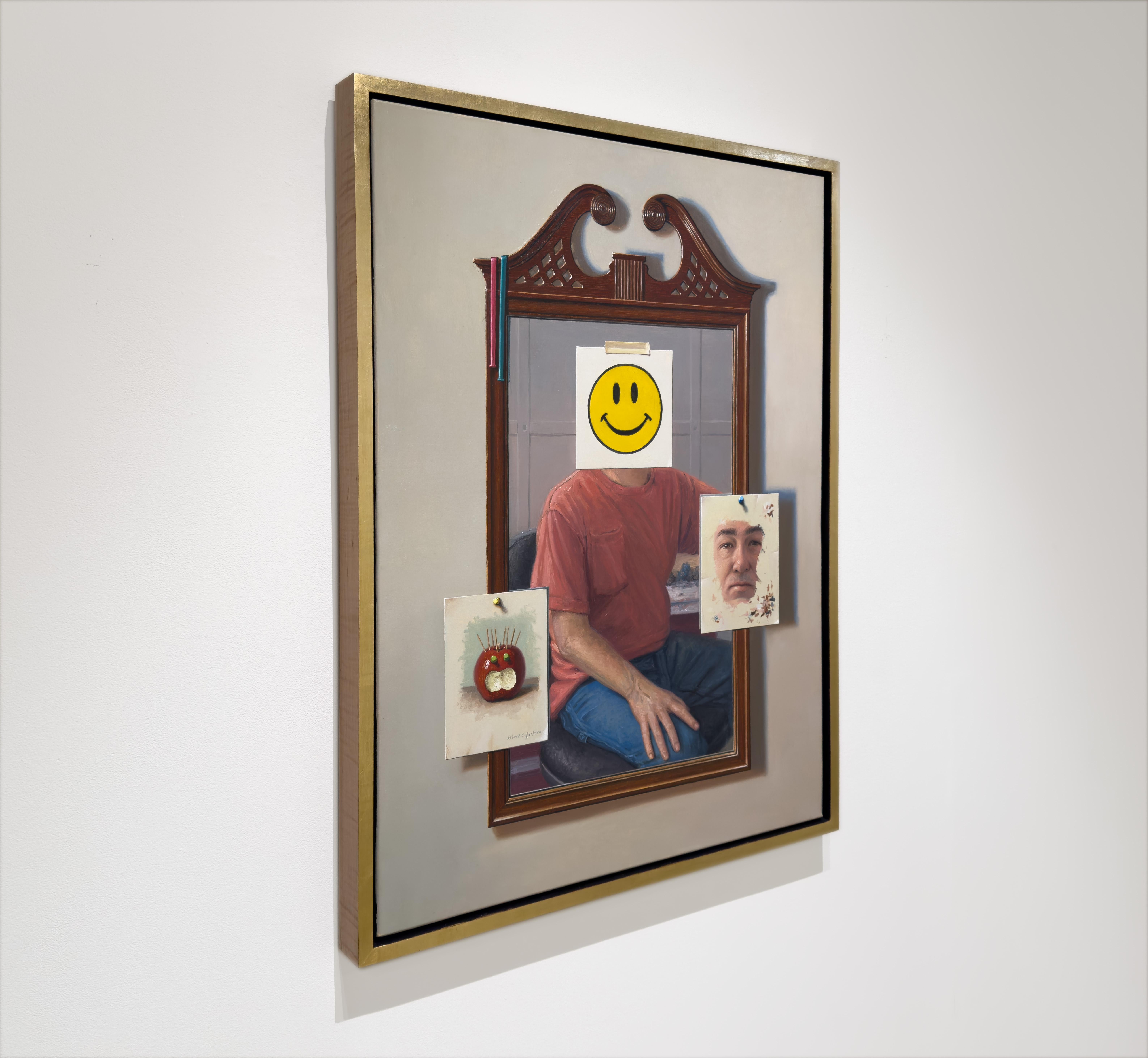 PUTTING ON A HAPPY FACE - Realism, Figurative, Self Portrait - Contemporary Painting by Robert Jackson