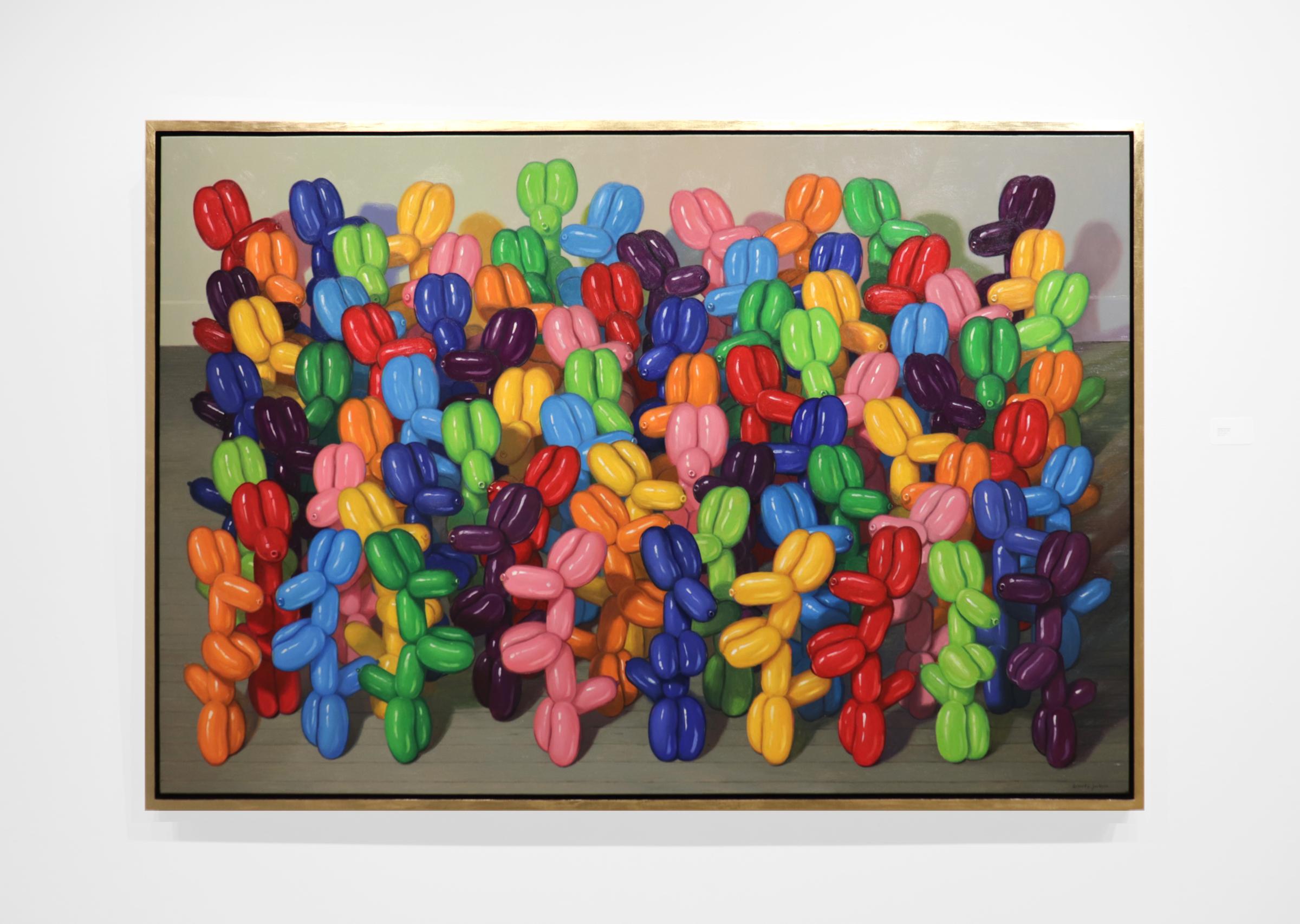 REUNION - Réalisme contemporain / Chiens ballons / Pop Art - Painting de Robert Jackson