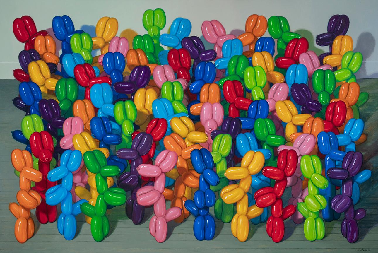 Still-Life Painting Robert Jackson - REUNION - Réalisme contemporain / Chiens ballons / Pop Art