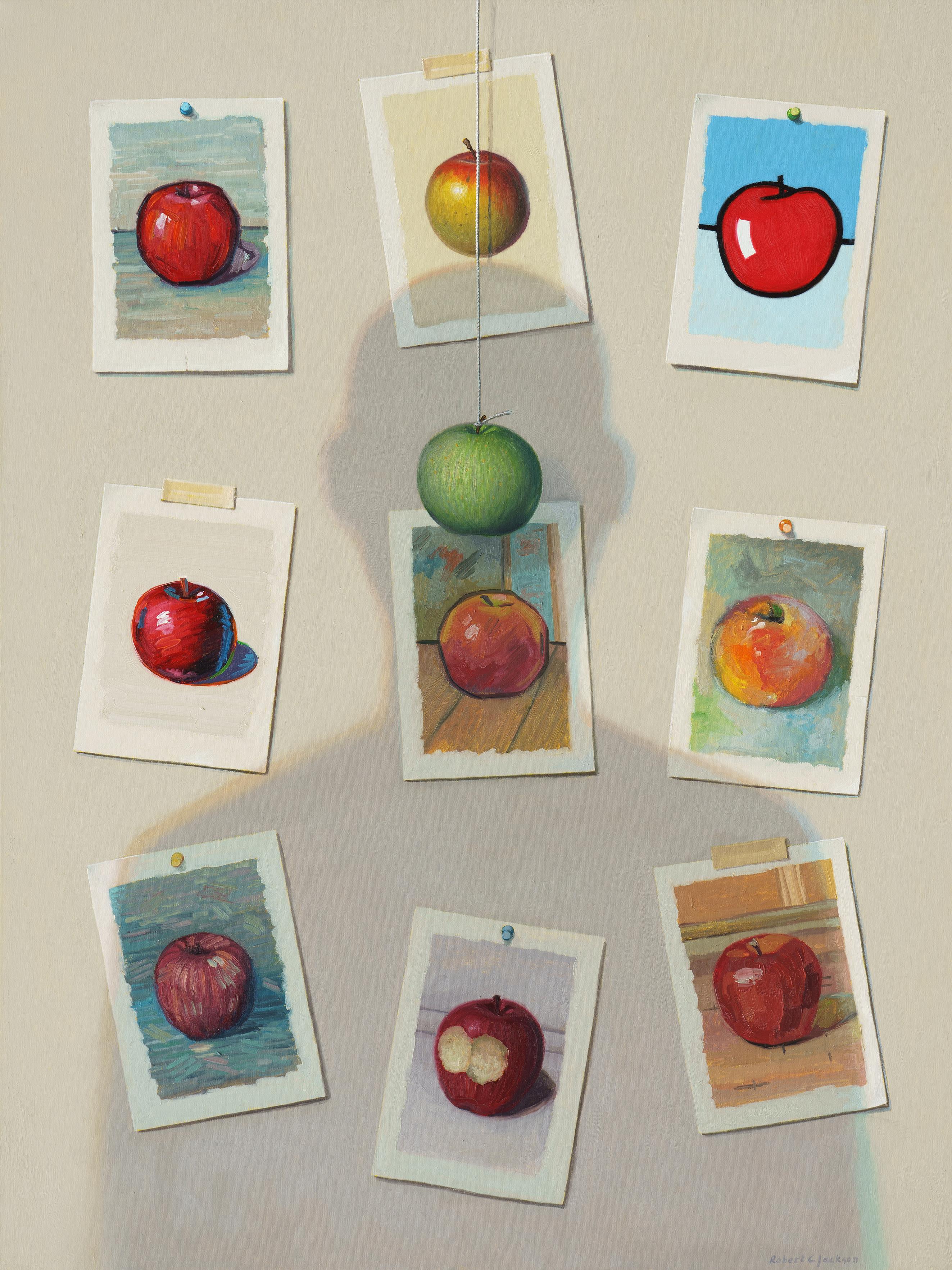 Robert Jackson Still-Life Painting - SHADOW - Trompe L'oeil / Realism / Contemporary  / Apples