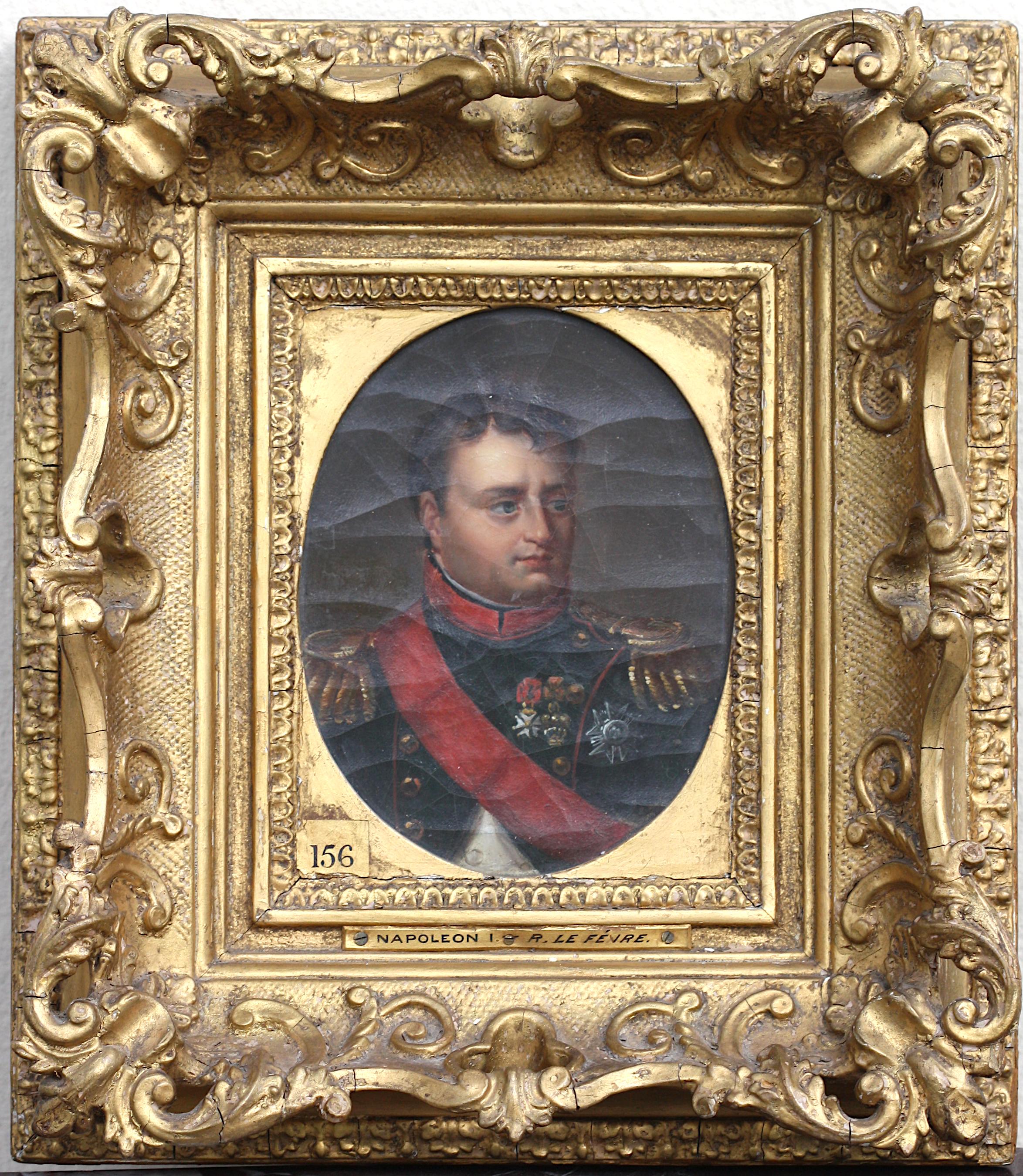Robert Jacque Francois Faust Lefvere, attributed to
Portrait of Napoleon Bonaparte as Emperor, circa 1810-1820 
signed and dated 1814/19 (?) beneath a layer of varnish,
oil on canvas
Measures: height 6 in., width 5 in. 

cf. Numerous