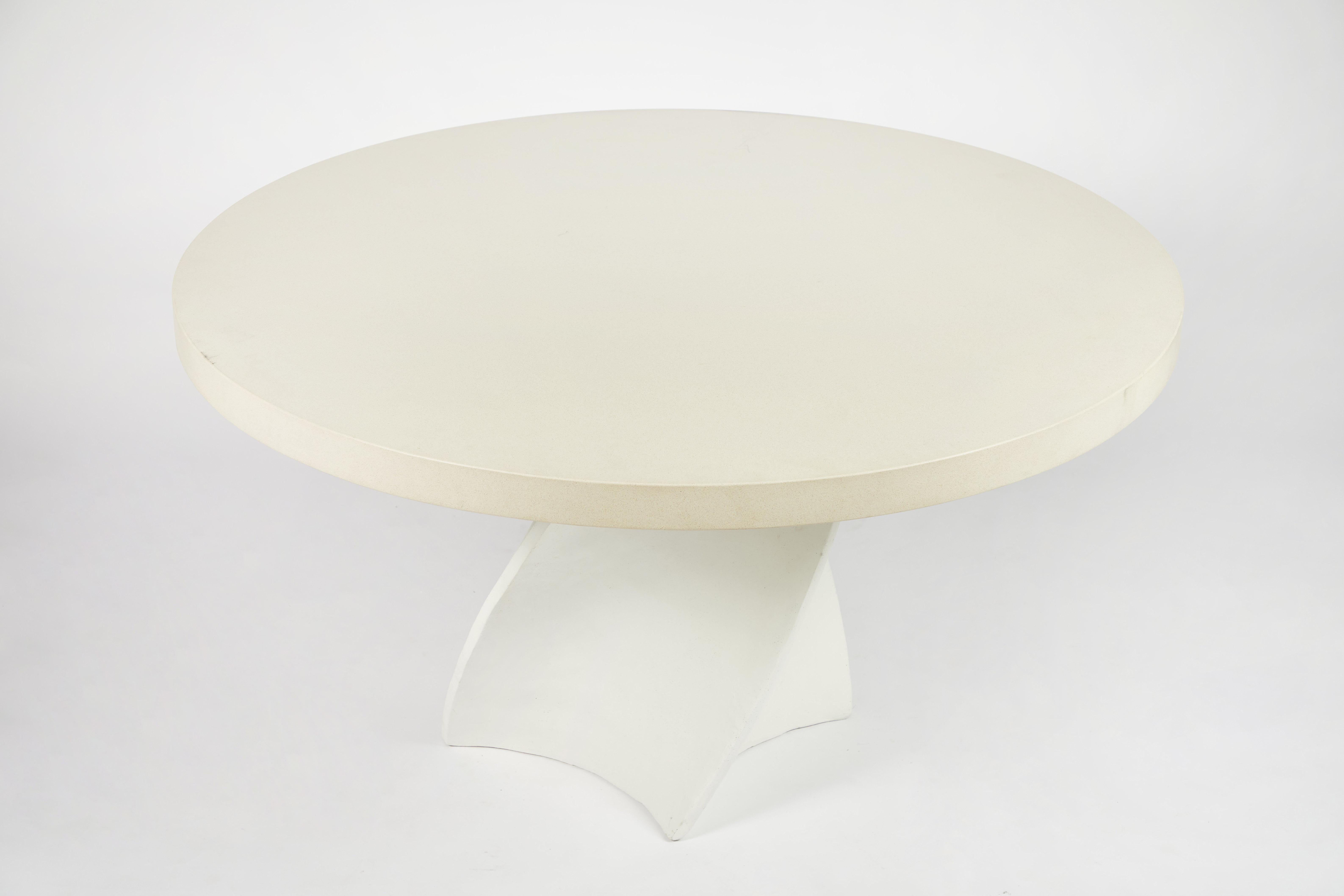 Designer: Robert James
Item: Bayroc small dining table base in cast stone with quartz table top
Base dimensions: 27 3/4