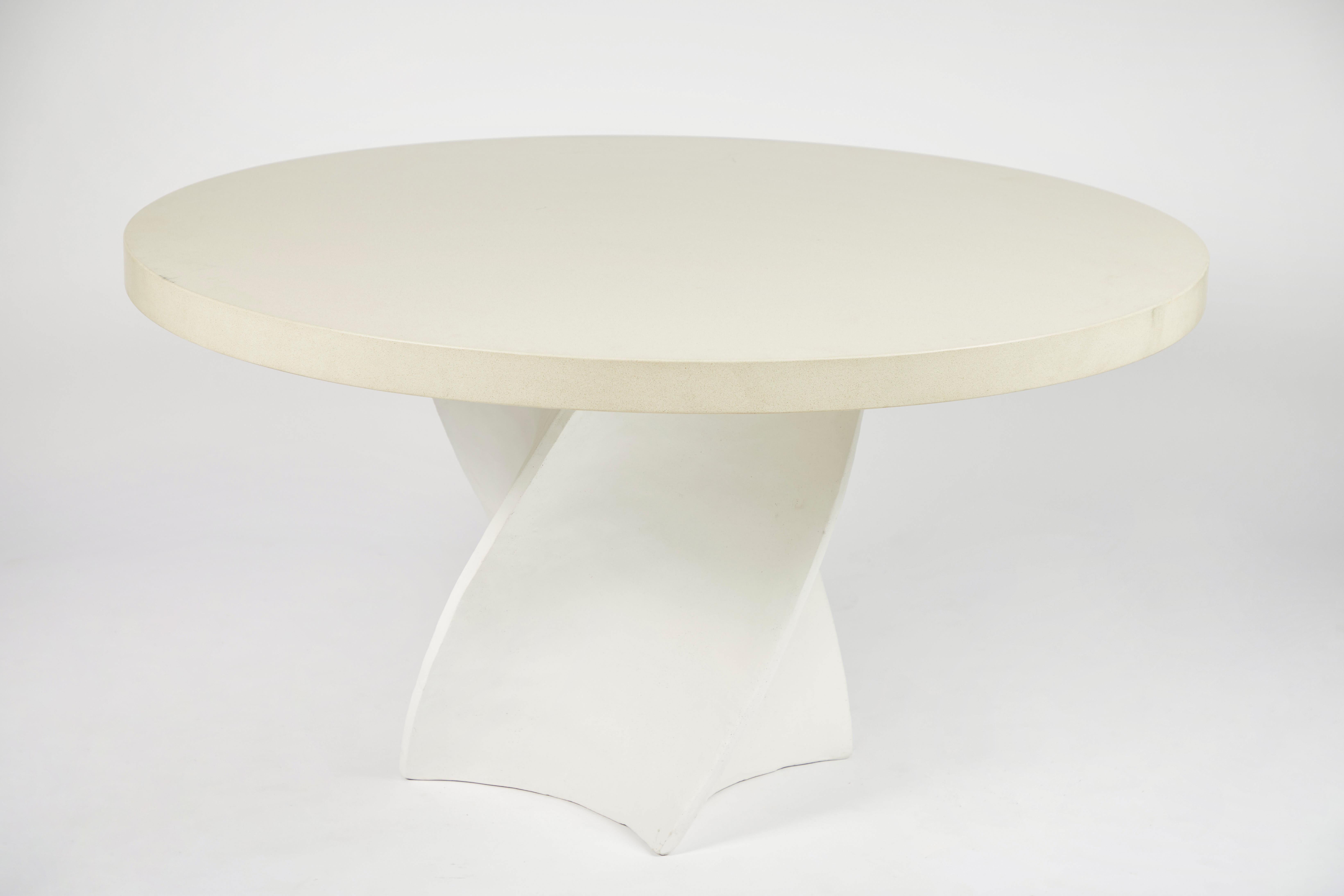 Robert James Bayroc Small Dining Table 2-Piece Round Plaster and Stone In Good Condition In Los Angeles, CA