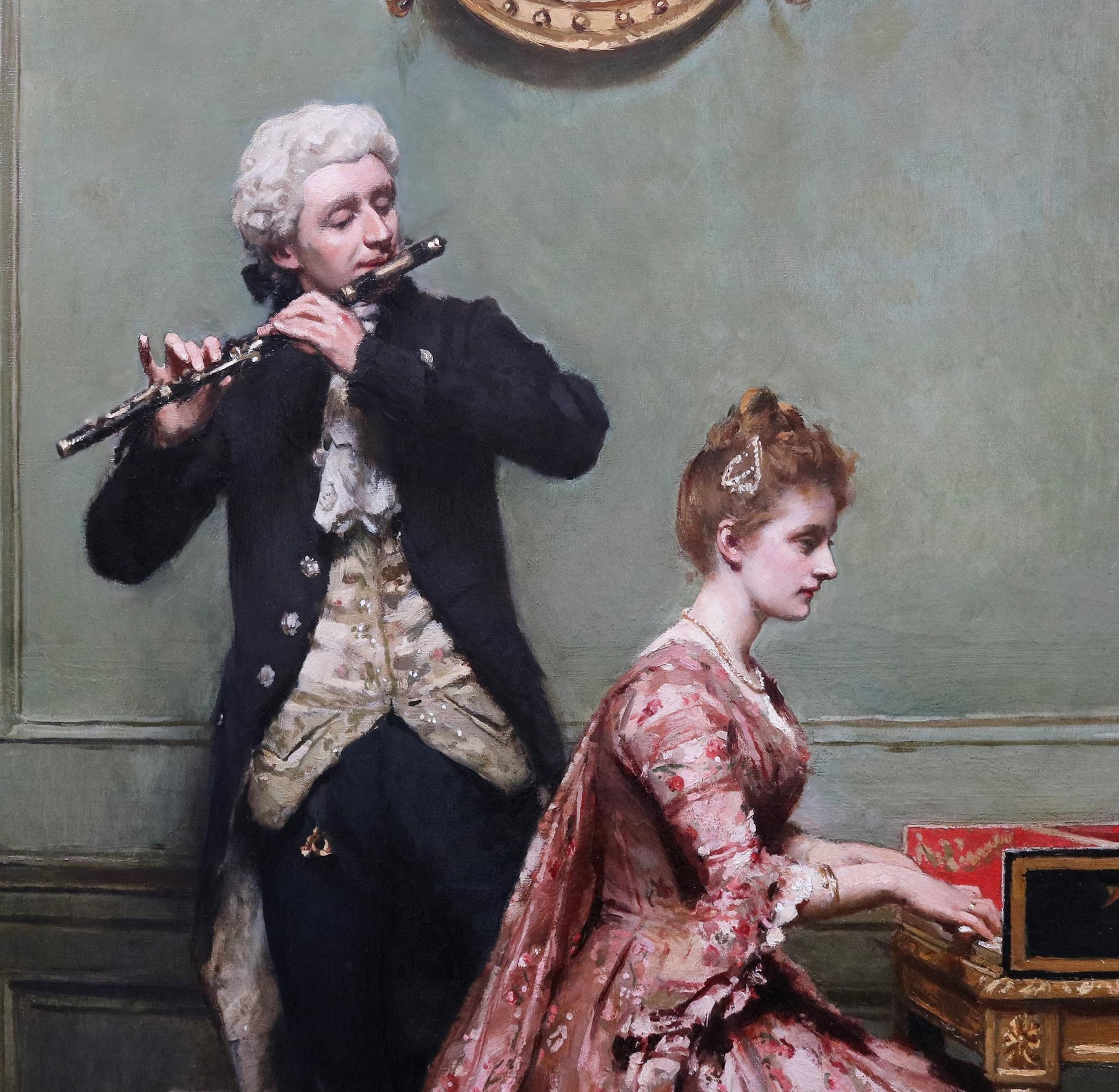 Le clavecin - Peinture à l'huile du 19e siècle Instrument Taskin Marie Antoinette - Marron Figurative Painting par Robert James Gordon RBA