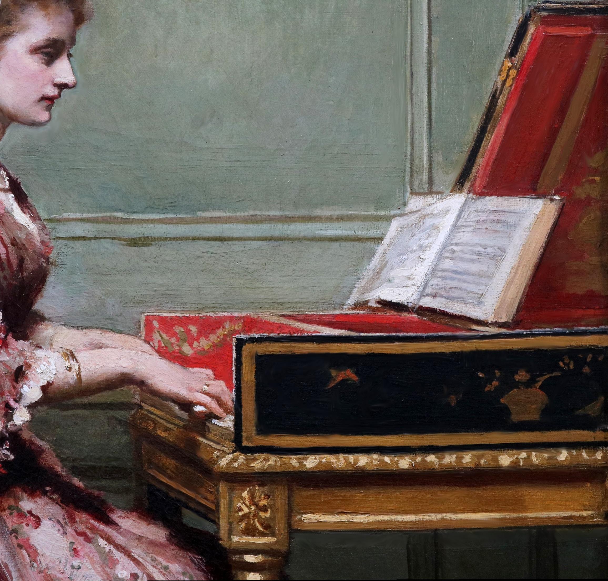 Le clavecin - Peinture à l'huile du 19e siècle Instrument Taskin Marie Antoinette en vente 1