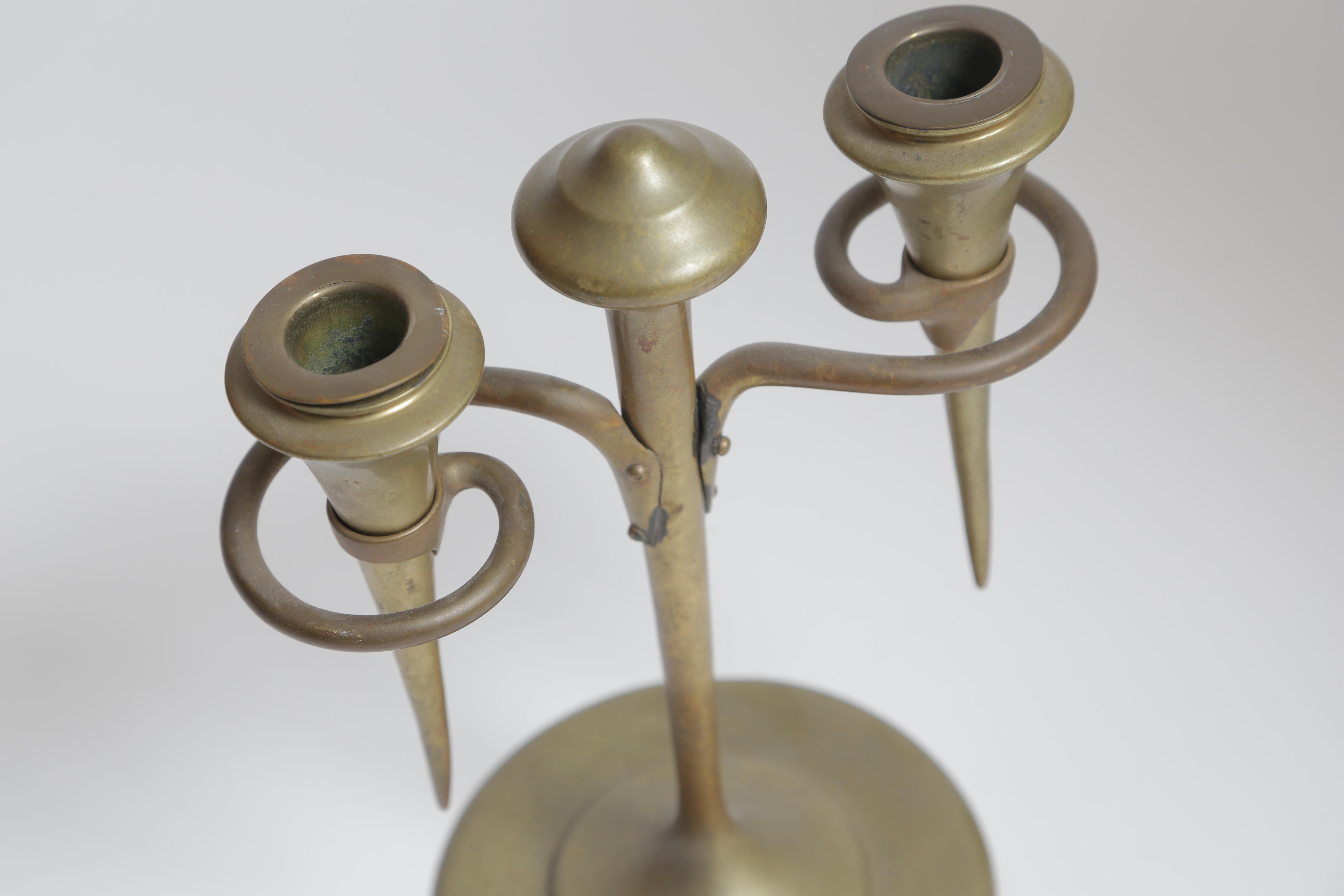 American Robert Jarvie Omicron Two-Branch Candlestick For Sale