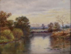 "TEXAS LANDSCAPE" ROBERT ONDERDONK (1852-1917) ULTRA RARE HAND PAINTED TILE 1899