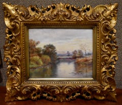 "TEXAS LANDSCAPE" ROBERT ONDERDONK (1852-1917) ULTRA RARE HAND PAINTED TILE 1899