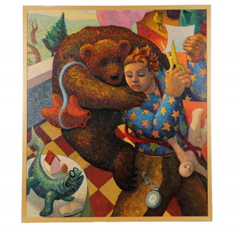 Figurative Painting di Robert Jessup - "Orso da letto", 1998
