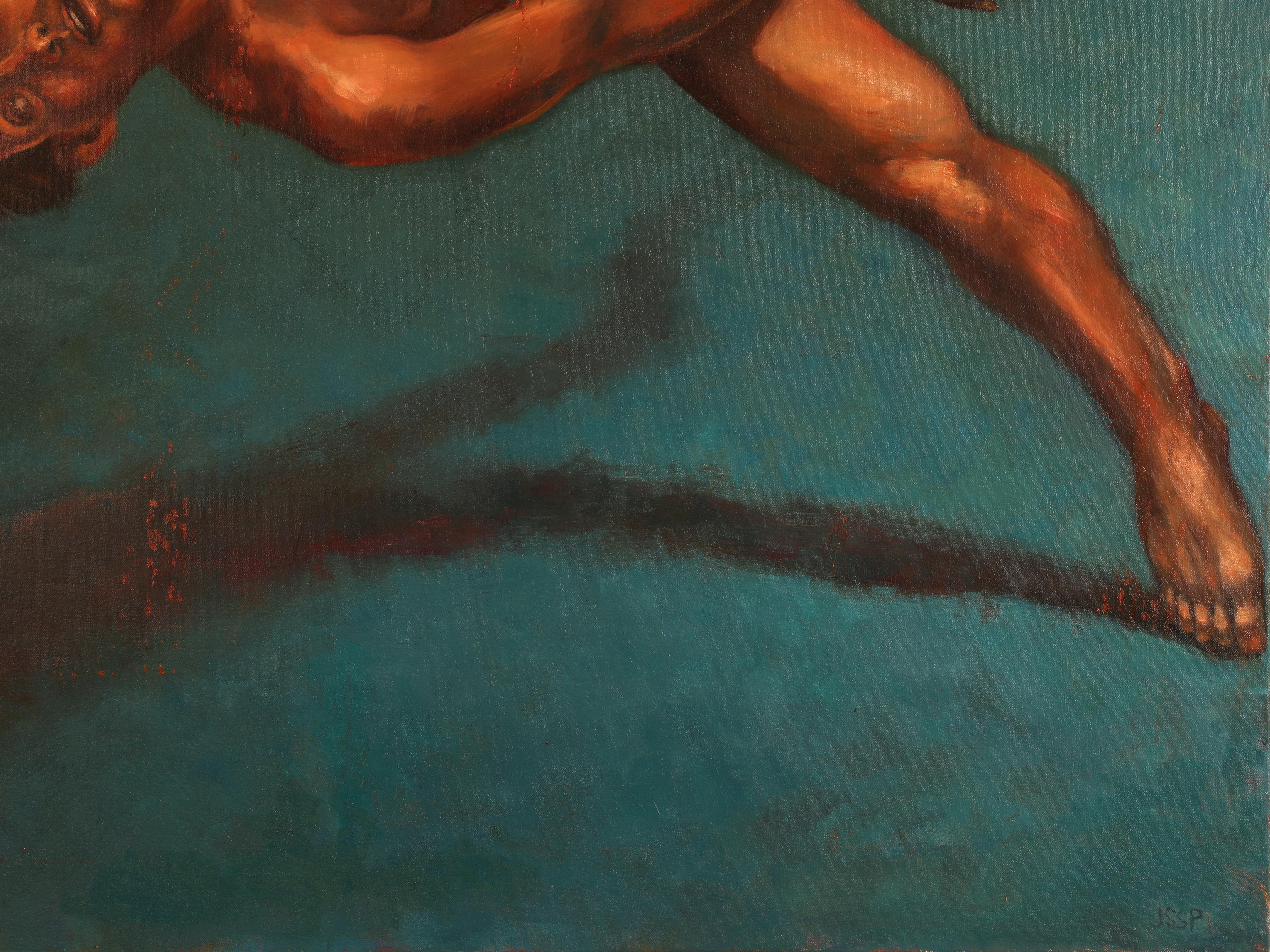 L'uomo che cade, Adam, 2006 - Nude Painting Marrone di Robert Jessup