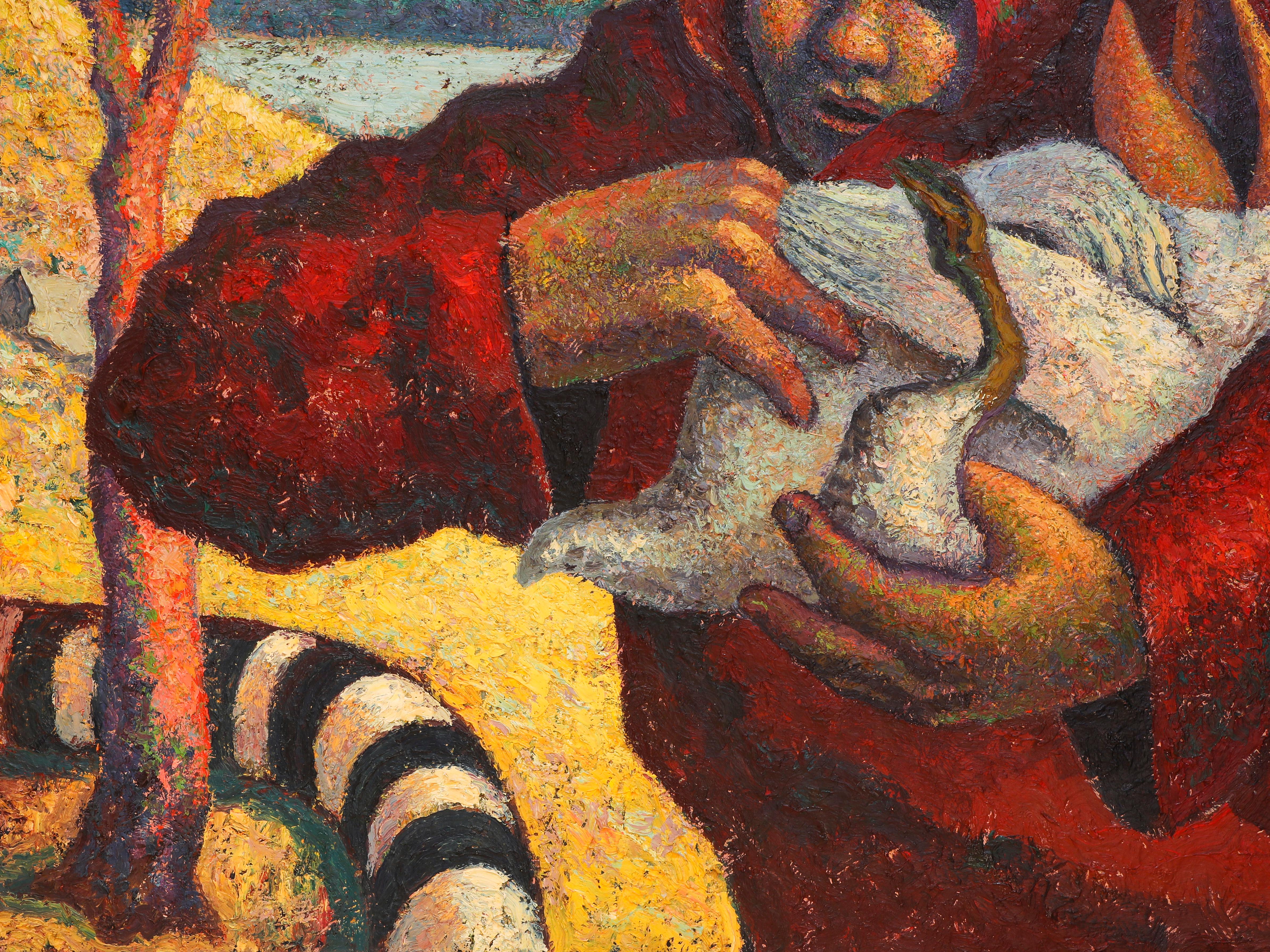 Uomo incappucciato con l'anatra - Painting Espressionismo astratto di Robert Jessup