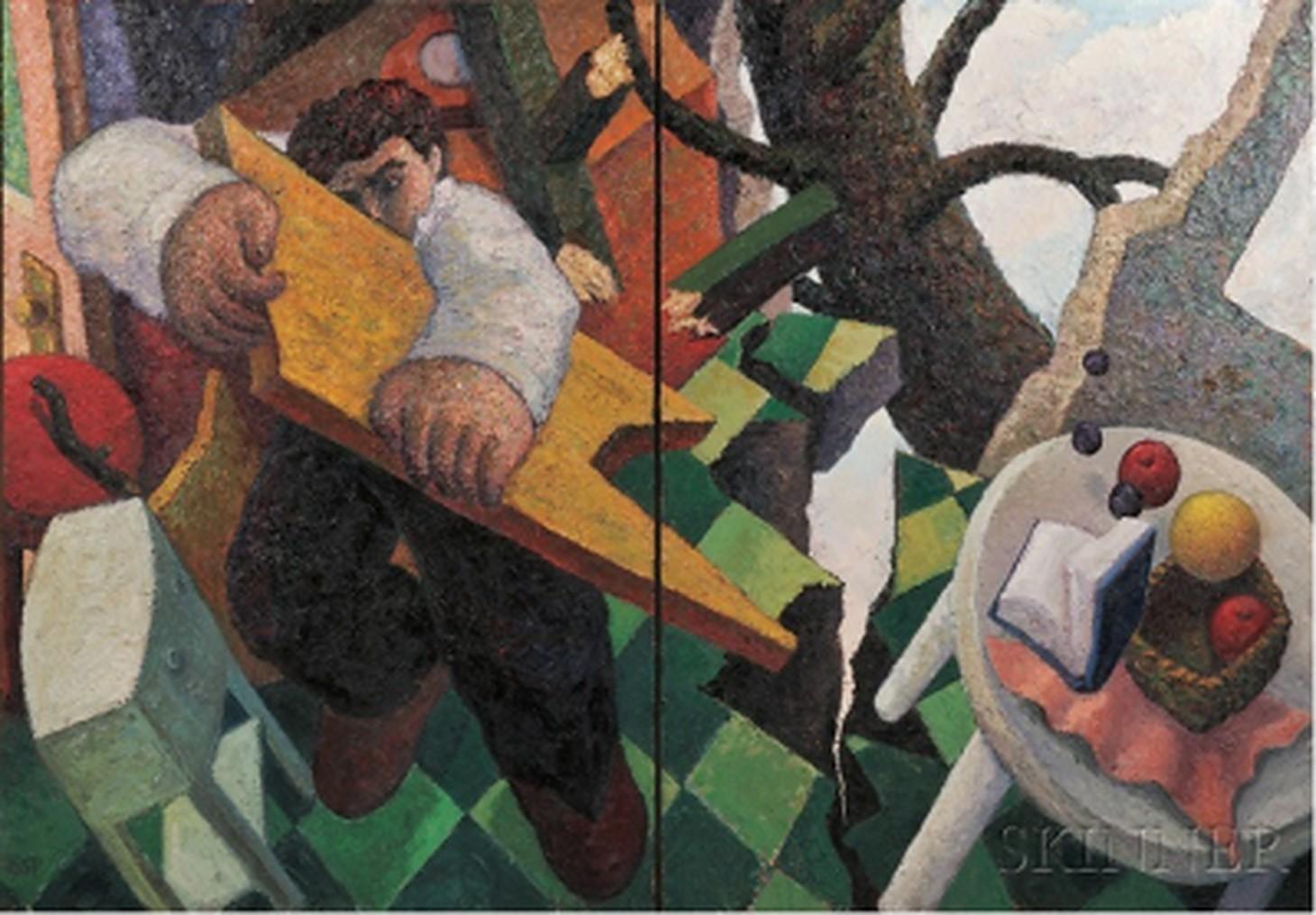 Robert Jessup Figurative Painting - Kitchen Disaster (The Kitchen Destroyed) (diptych), 1995