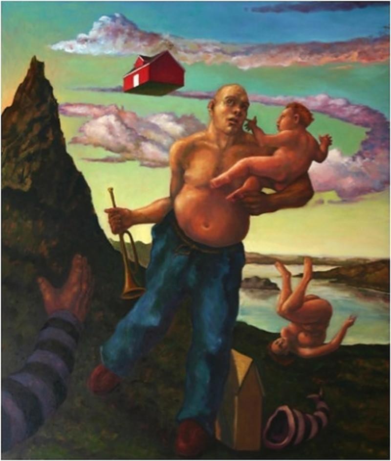 Robert Jessup Figurative Painting - Man, Child, Landscape