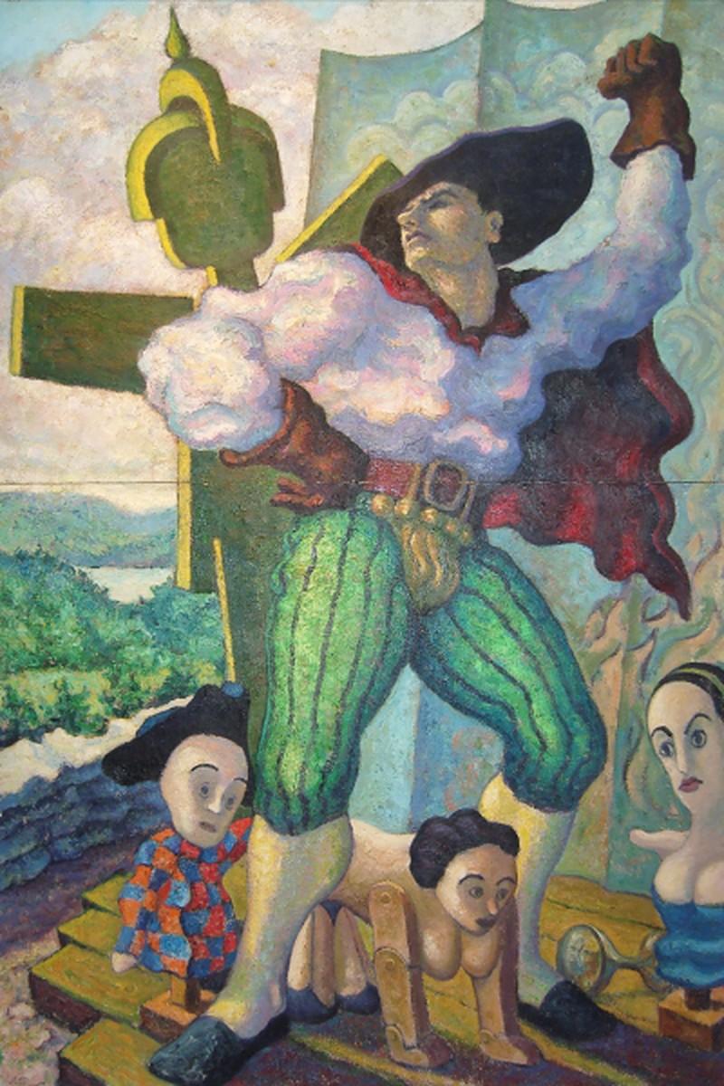 Figurative Painting di Robert Jessup - Il burattinaio pazzo come Don Giovanni, 1988