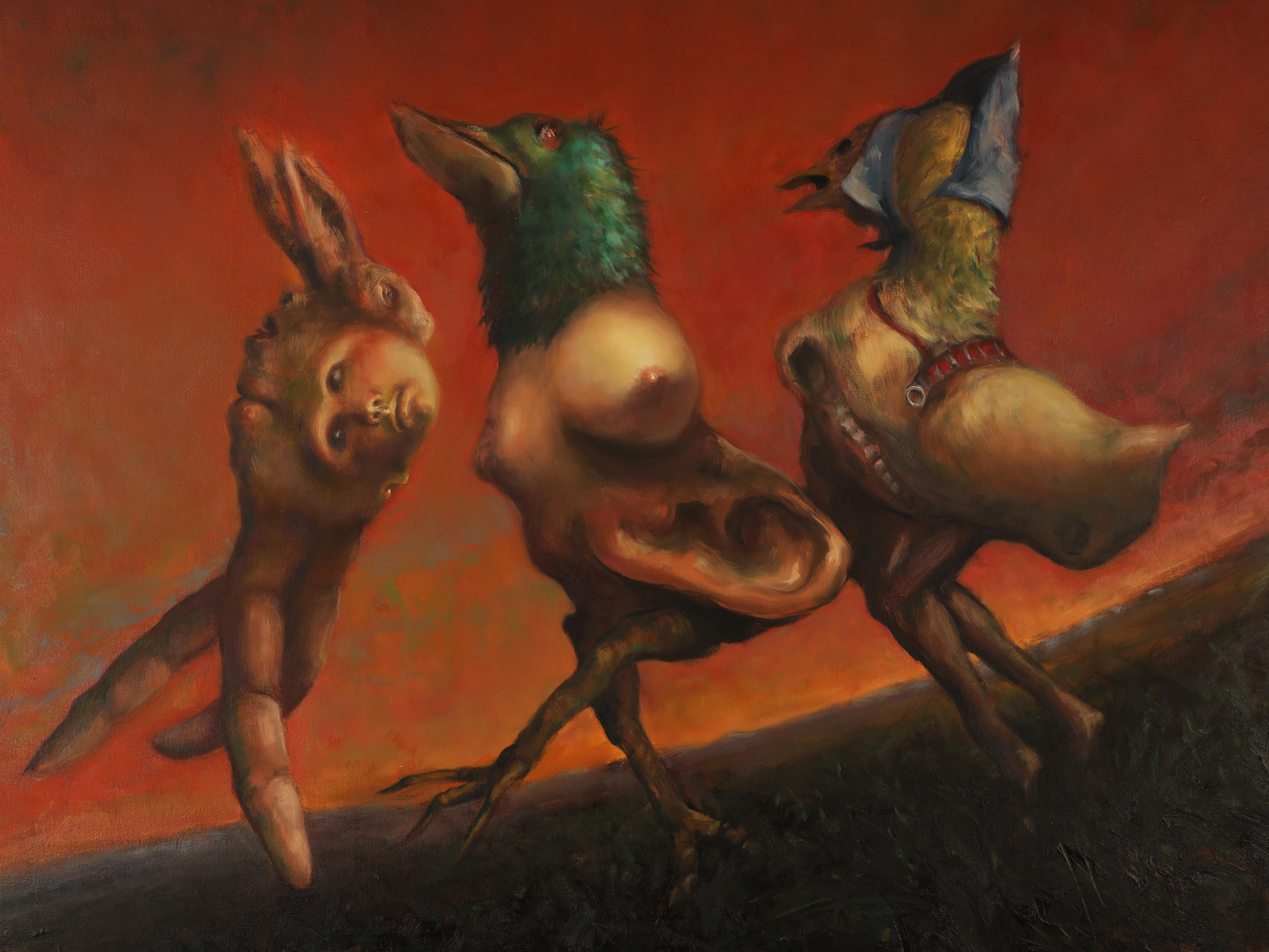 Figurative Painting de Robert Jessup - "Tres amigos en el confín del mundo", 2009