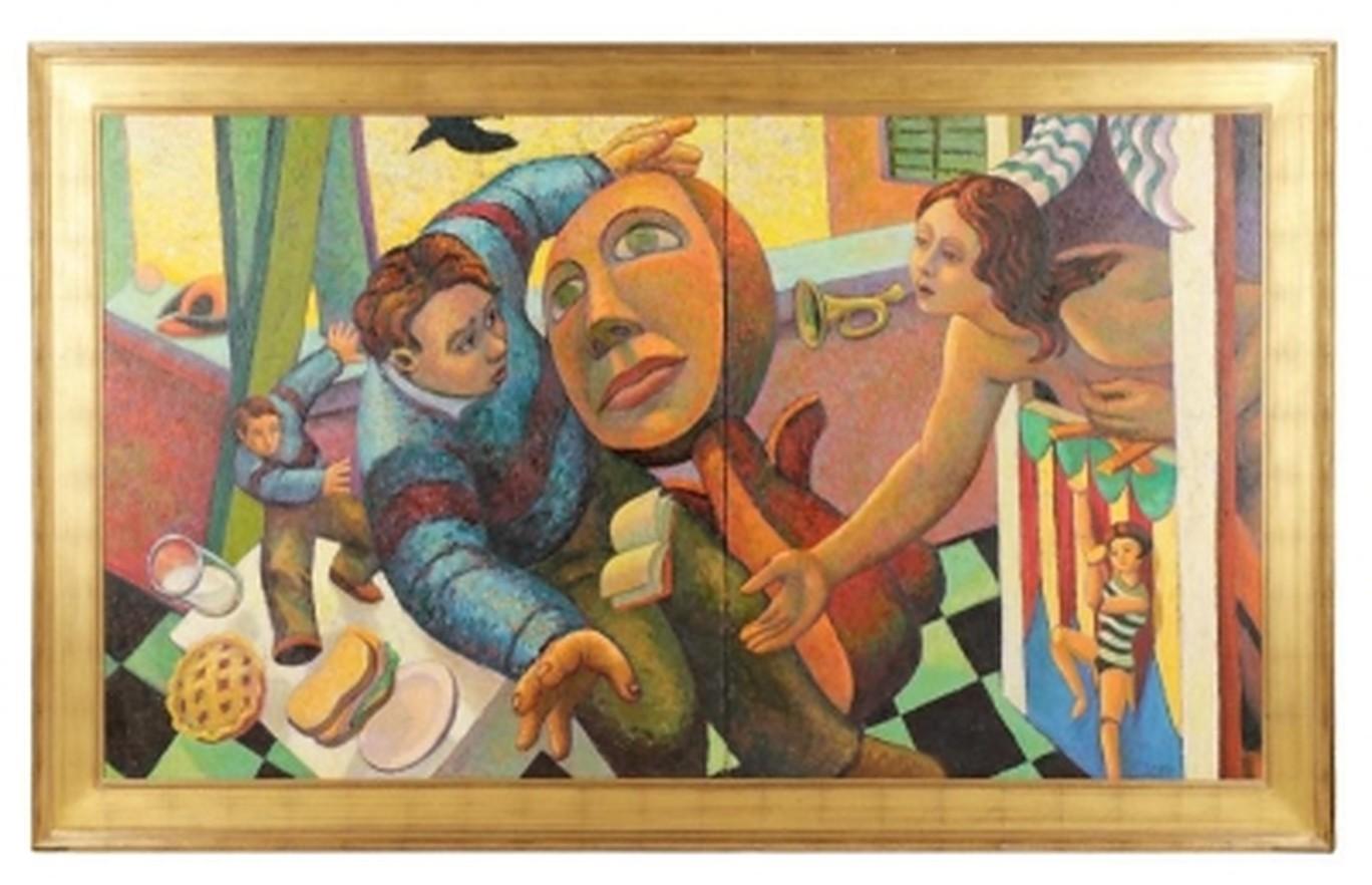 Figurative Painting di Robert Jessup - Incontro inaspettato, 1998