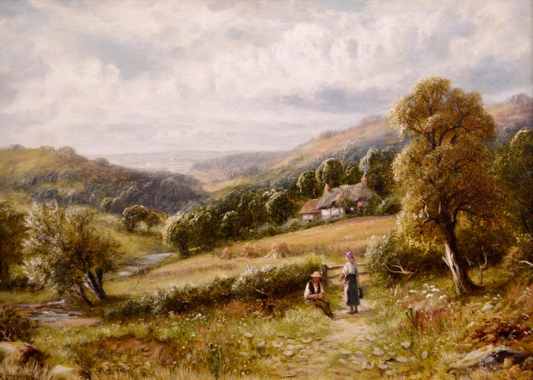 Robert John Hammond 19th Century Landscape Oil Painting Of Figures