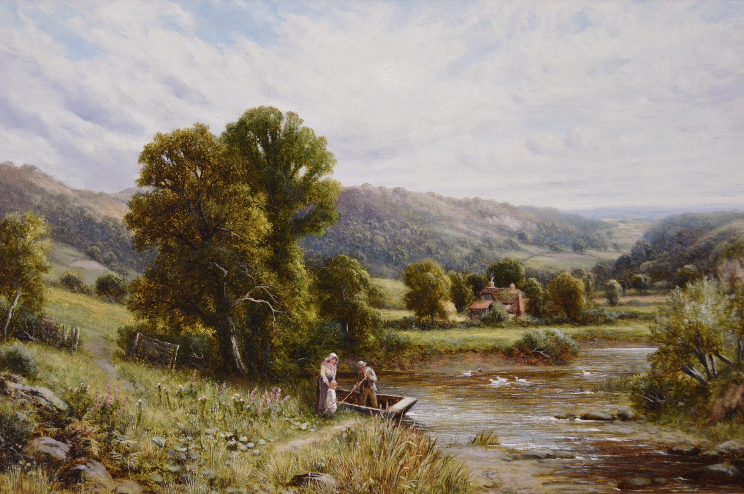 19th Century landscape oil painting of the river Severn - Painting by Robert John Hammond