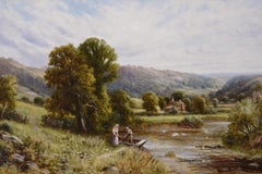 19th Century landscape oil painting of the river Severn
