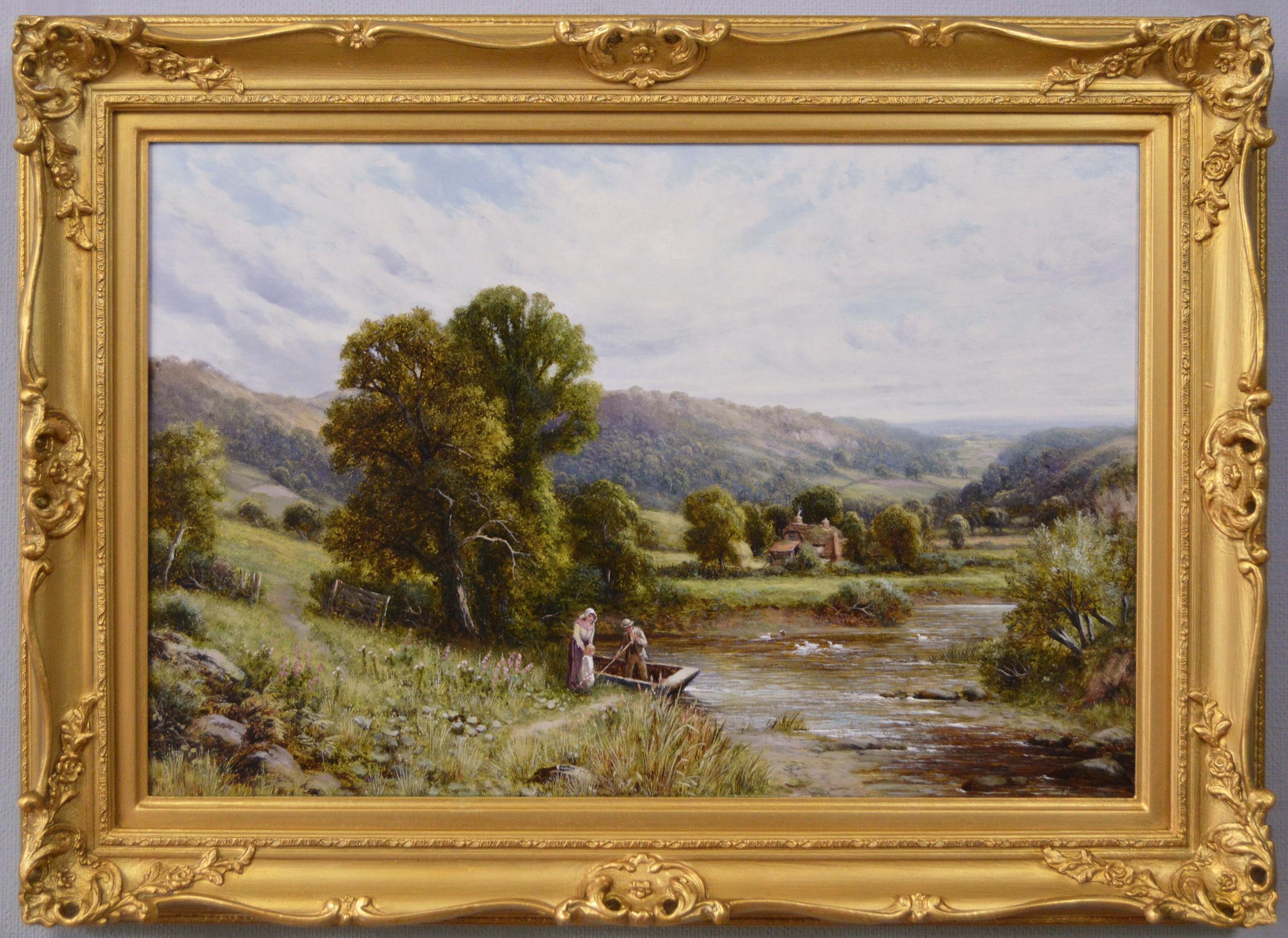 Robert John Hammond Landscape Painting - 19th Century landscape oil painting of the river Severn