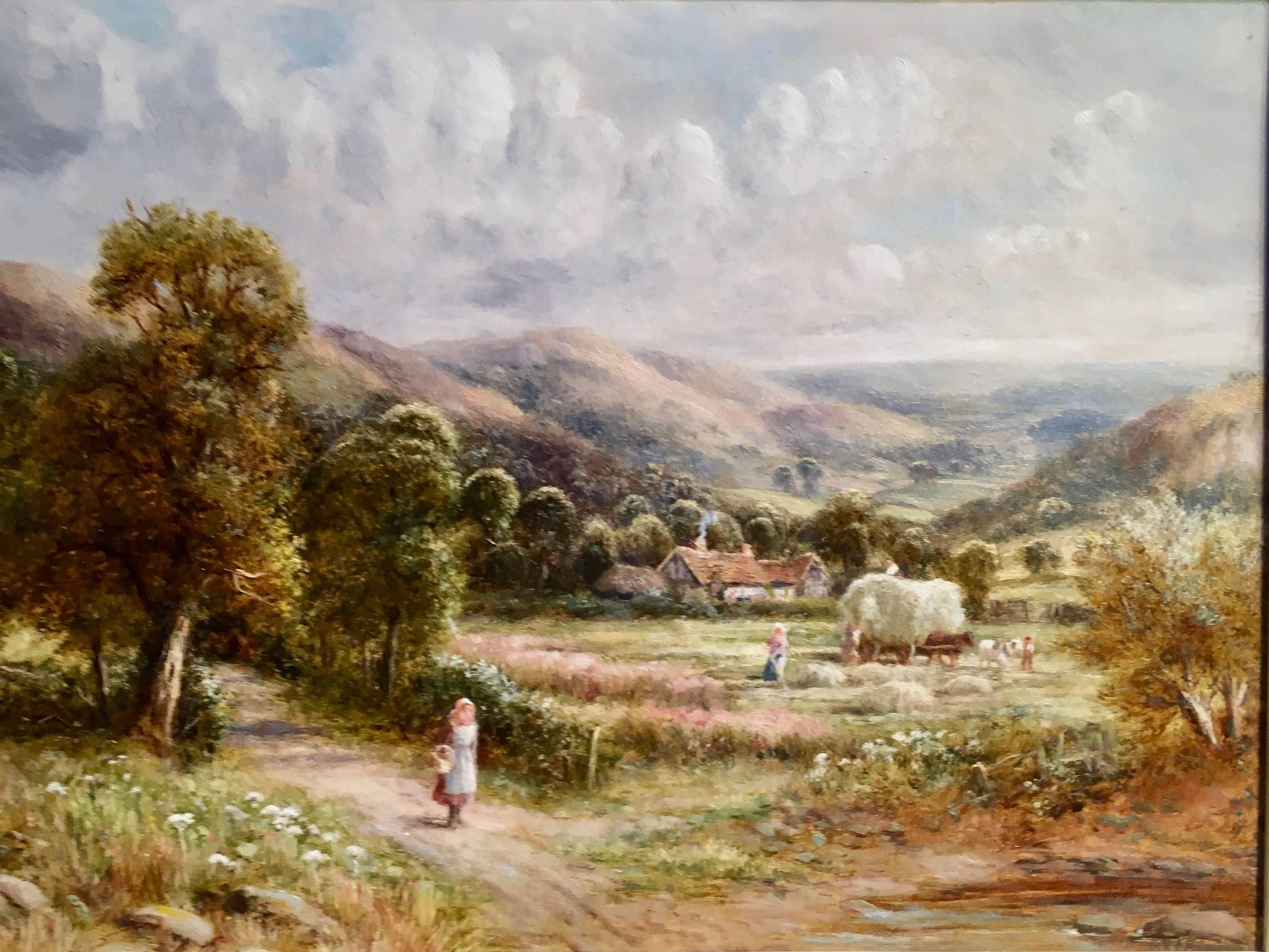 Extensive English Cottage landscape - Painting by Robert John Hammond