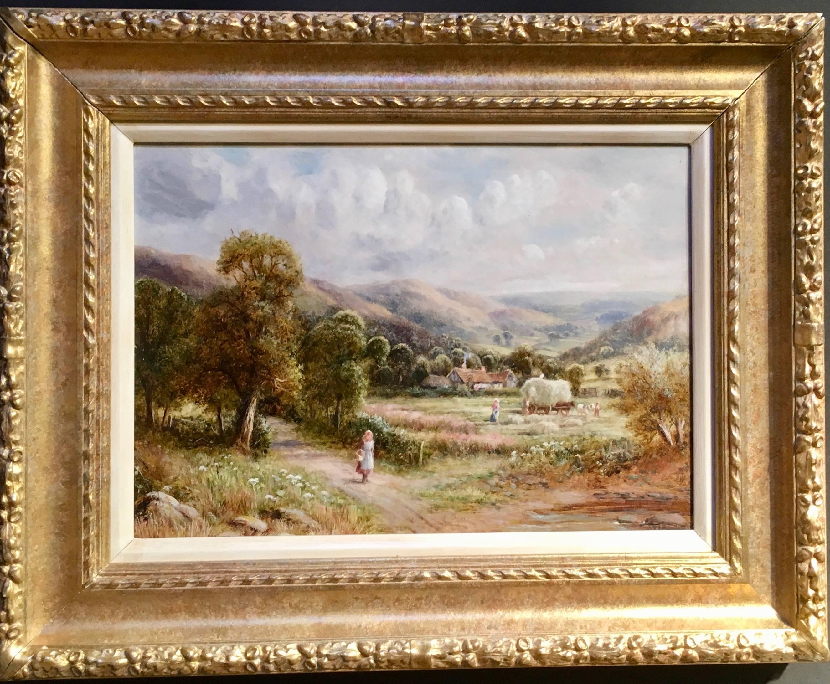 Robert John Hammond Landscape Painting - Extensive English Cottage landscape