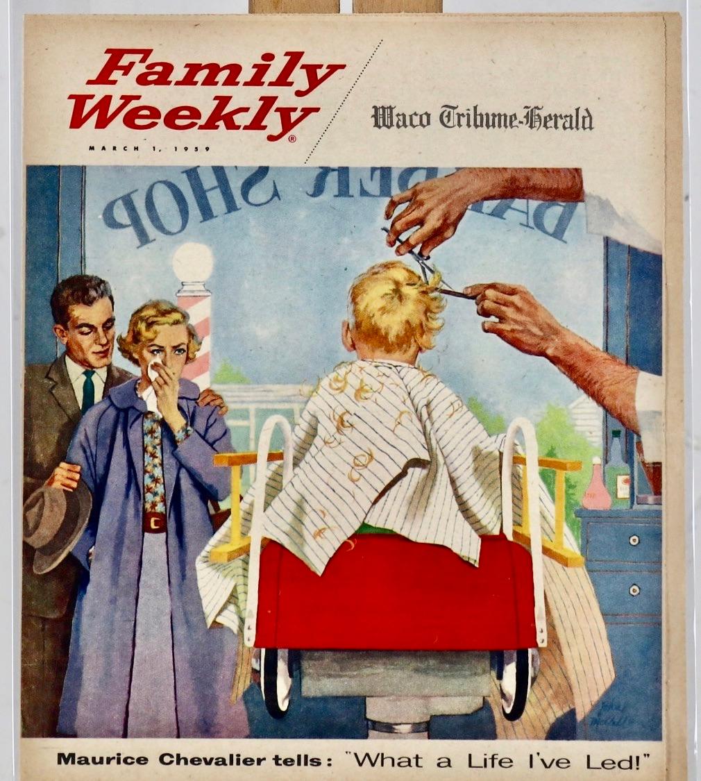 Première coupe de cheveux, illustration de couverture, American Weekly Magazine, 1959 en vente 1