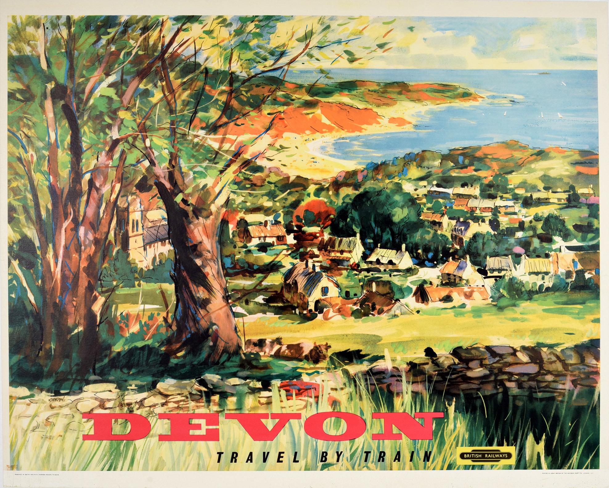 Robert Johnston Print - Original Vintage Poster Devon Travel By Train British Railways Countryside Beach