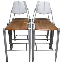Robert Josten Barstools Set of Four Aluminum and Maple
