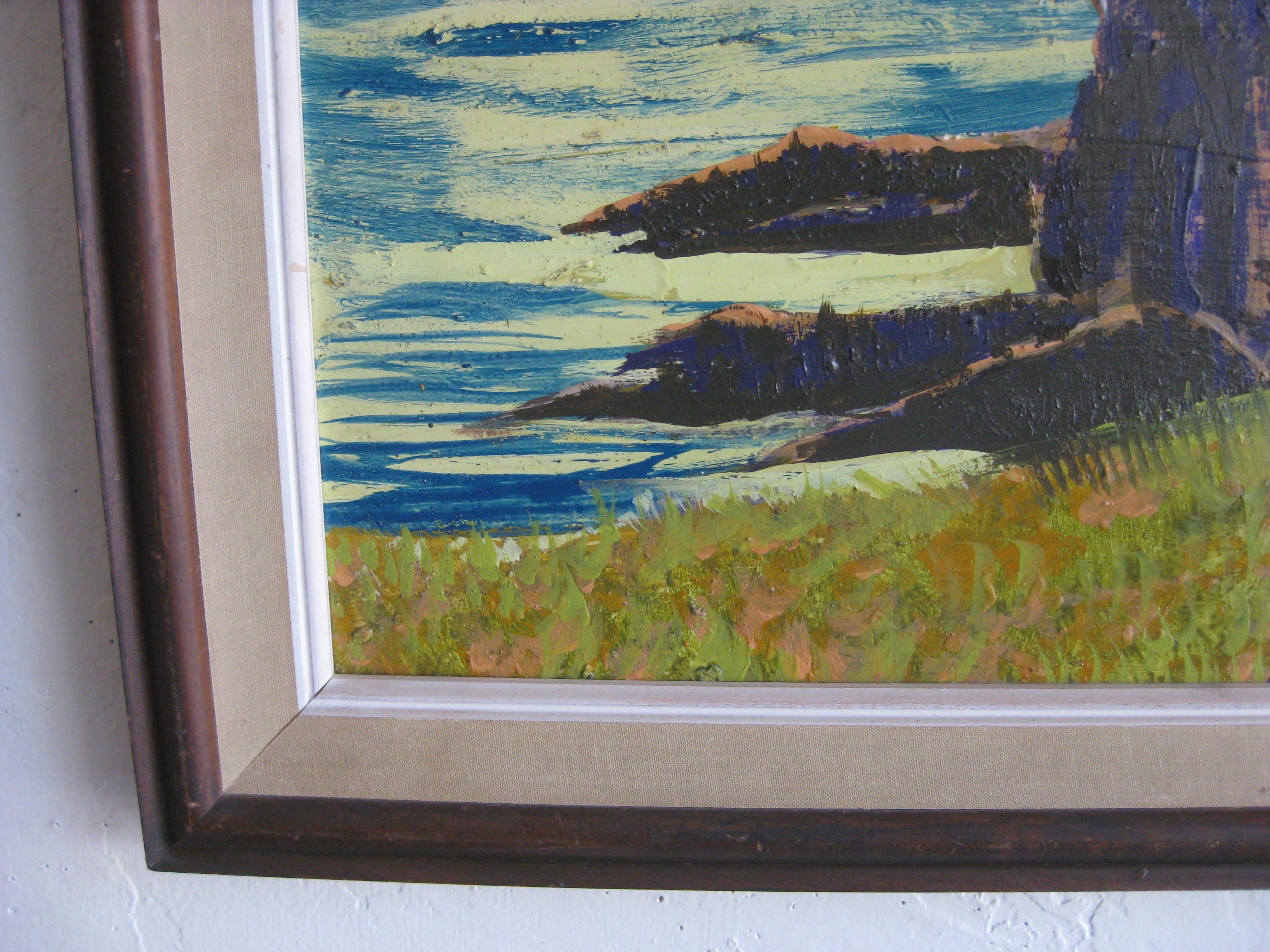 Robert Kaess, artiste californien référencé, peinture à l'huile abstraite de paysage marin Excellent état - En vente à San Diego, CA