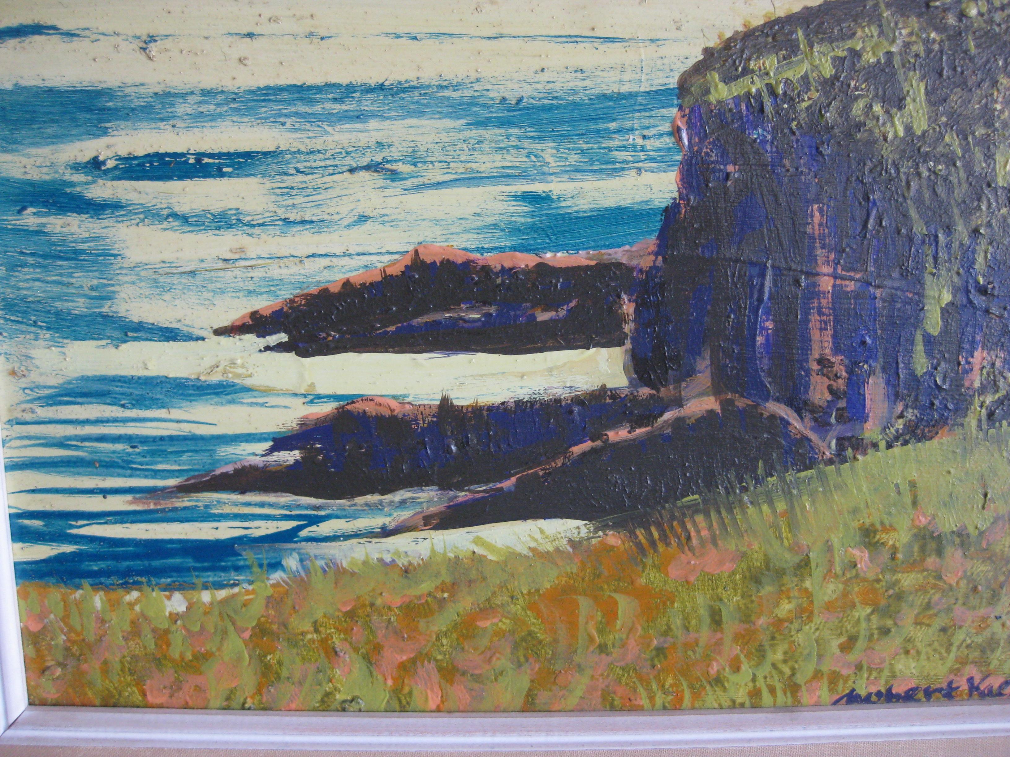 Peinture Robert Kaess, artiste californien référencé, peinture à l'huile abstraite de paysage marin en vente