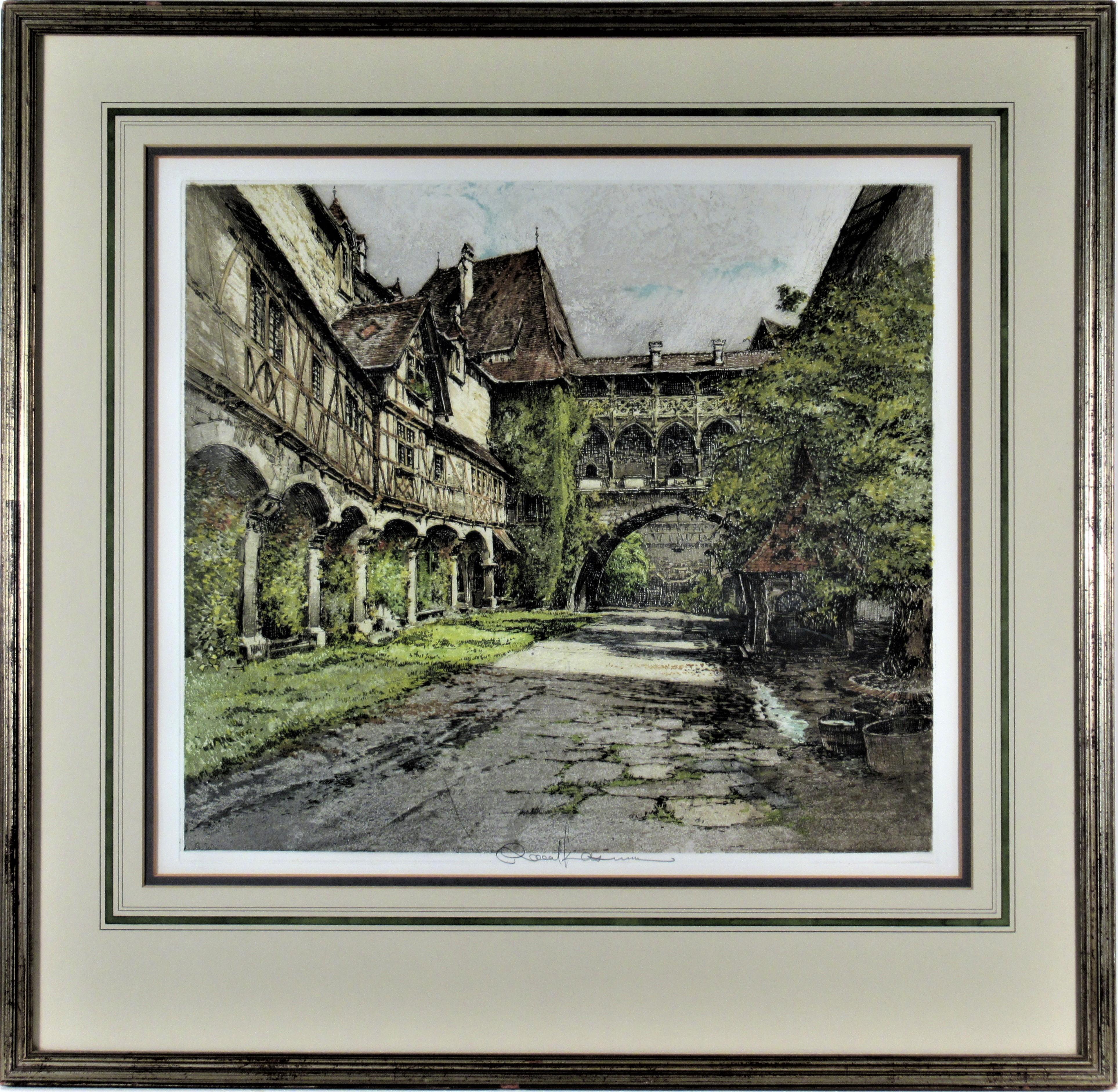Robert Kasimir Landscape Print - Kreuzenstein Courtyard, Austria