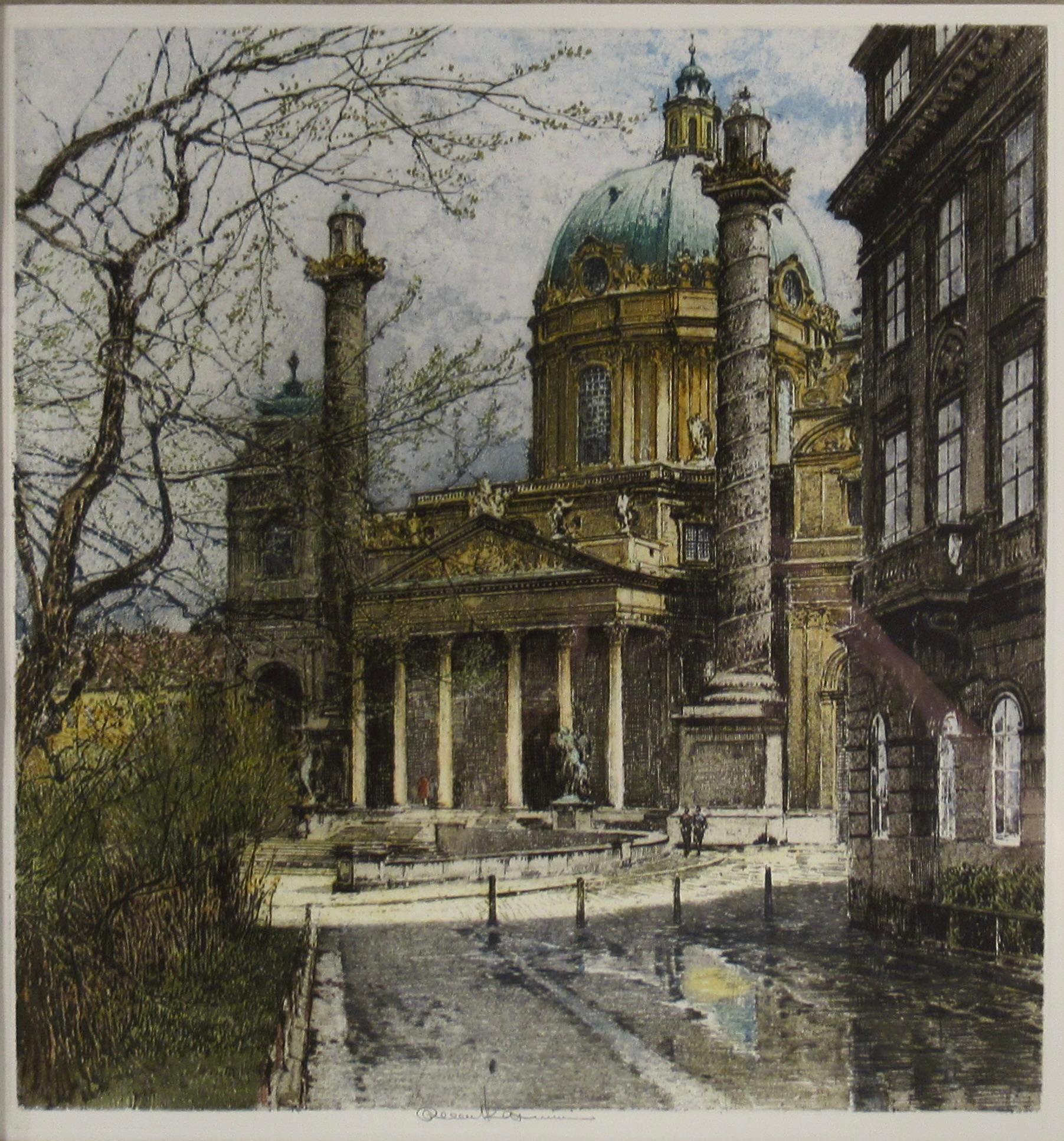 Saint Charles's Church (Wien Kariskirche) - Print by Robert Kasimir